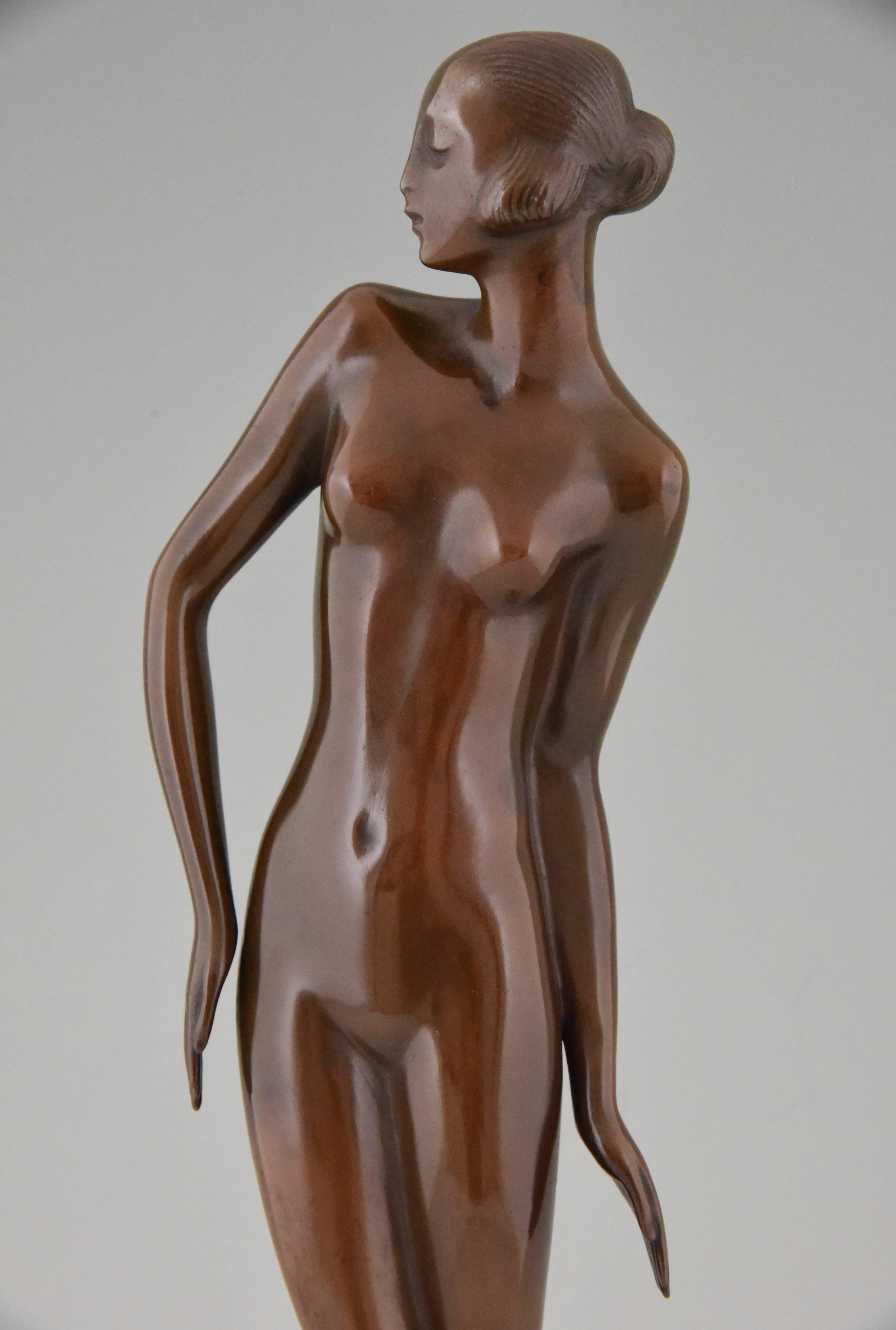 Art Deco Bronze Sculpture of a Nude by Rudolf Zieseniss 2