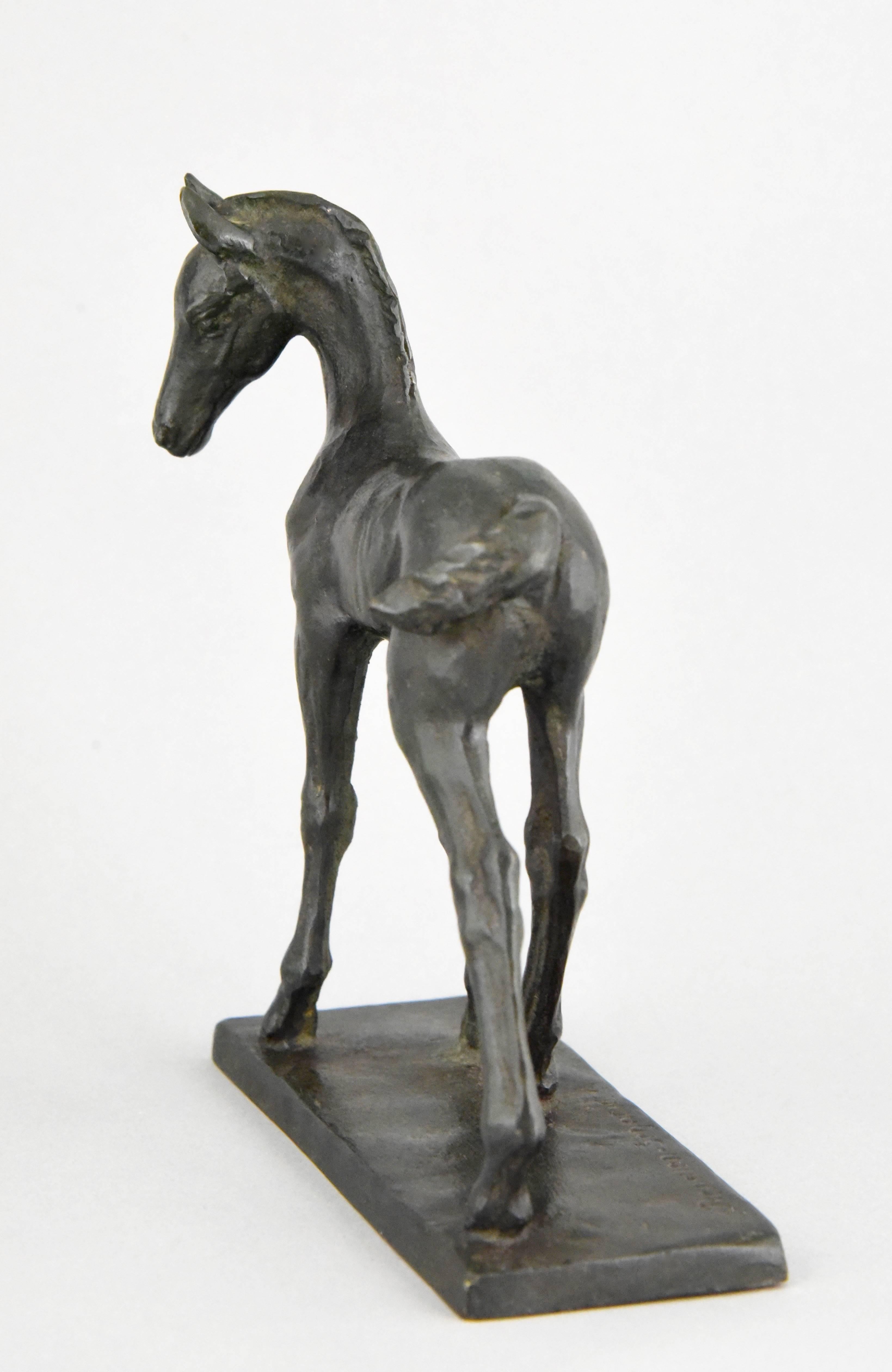Art Deco Bronze Sculpture of a Foal, Young Horse by Leonore Rendlen Schneider In Good Condition In Antwerp, BE