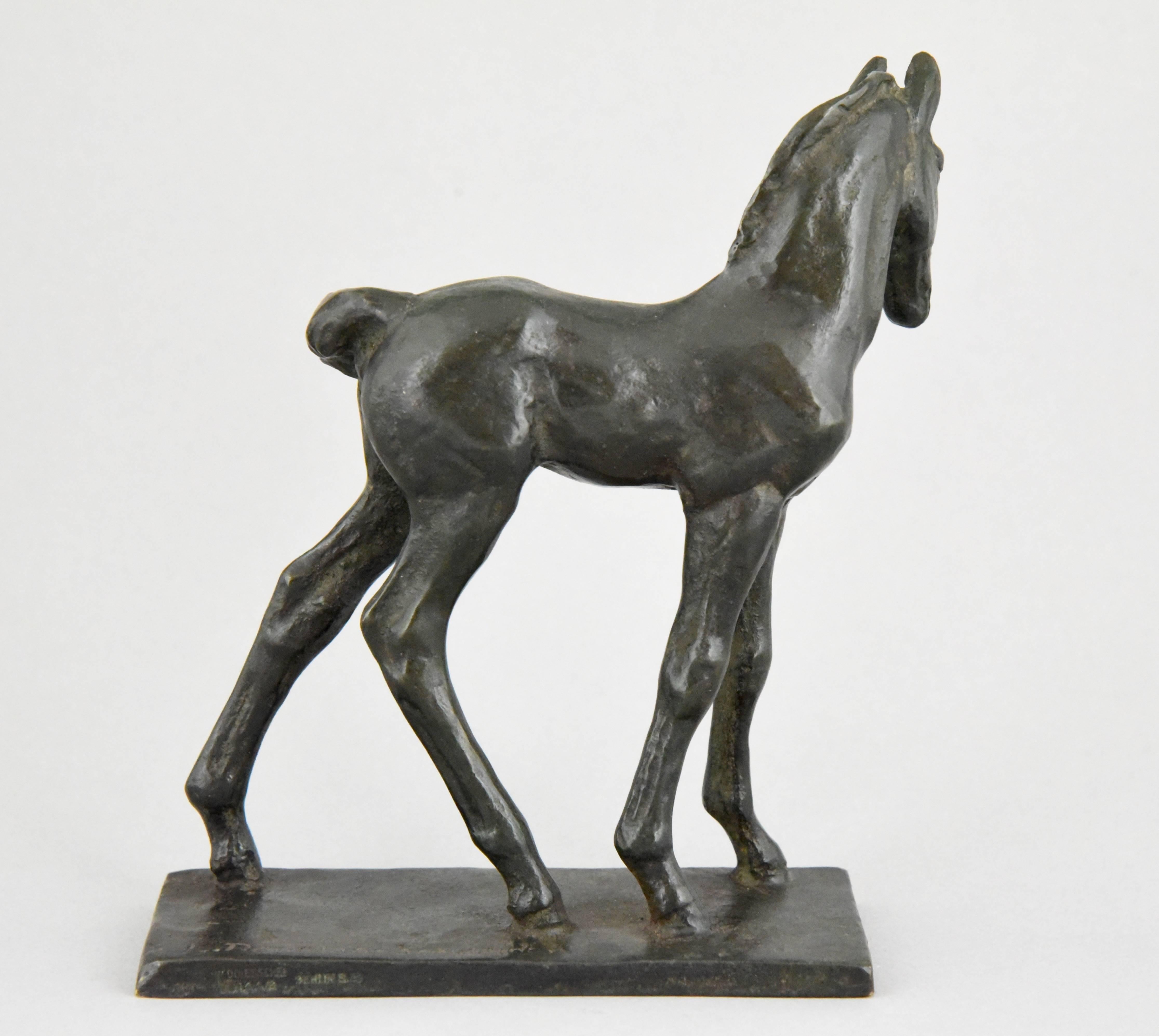 20th Century Art Deco Bronze Sculpture of a Foal, Young Horse by Leonore Rendlen Schneider