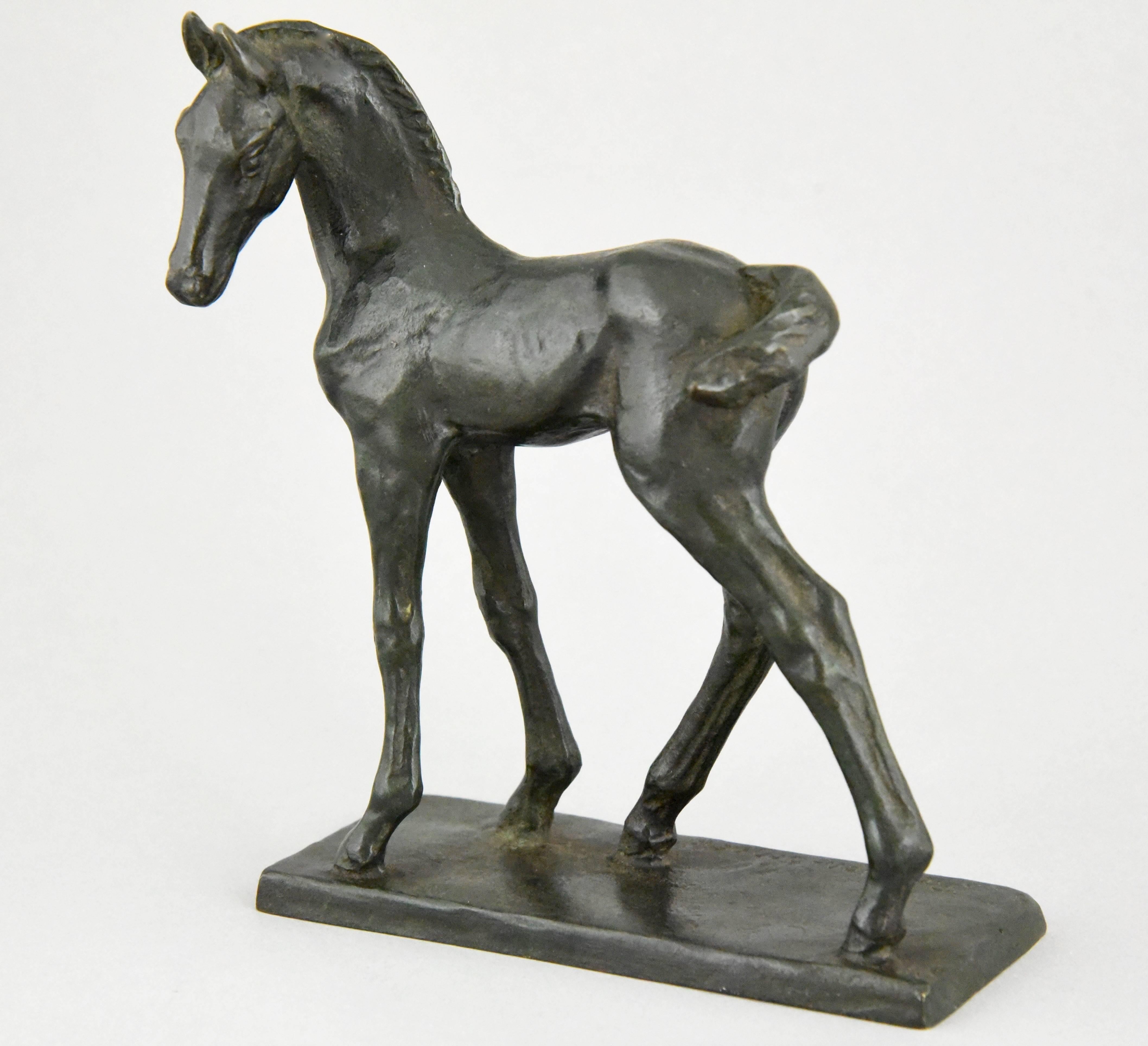 Art Deco Bronze Sculpture of a Foal, Young Horse by Leonore Rendlen Schneider 2