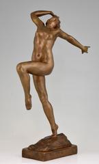 Art Deco Bronze Sculpture of a Dancing Nude Emmanuel Andrew Cavacos, 1930