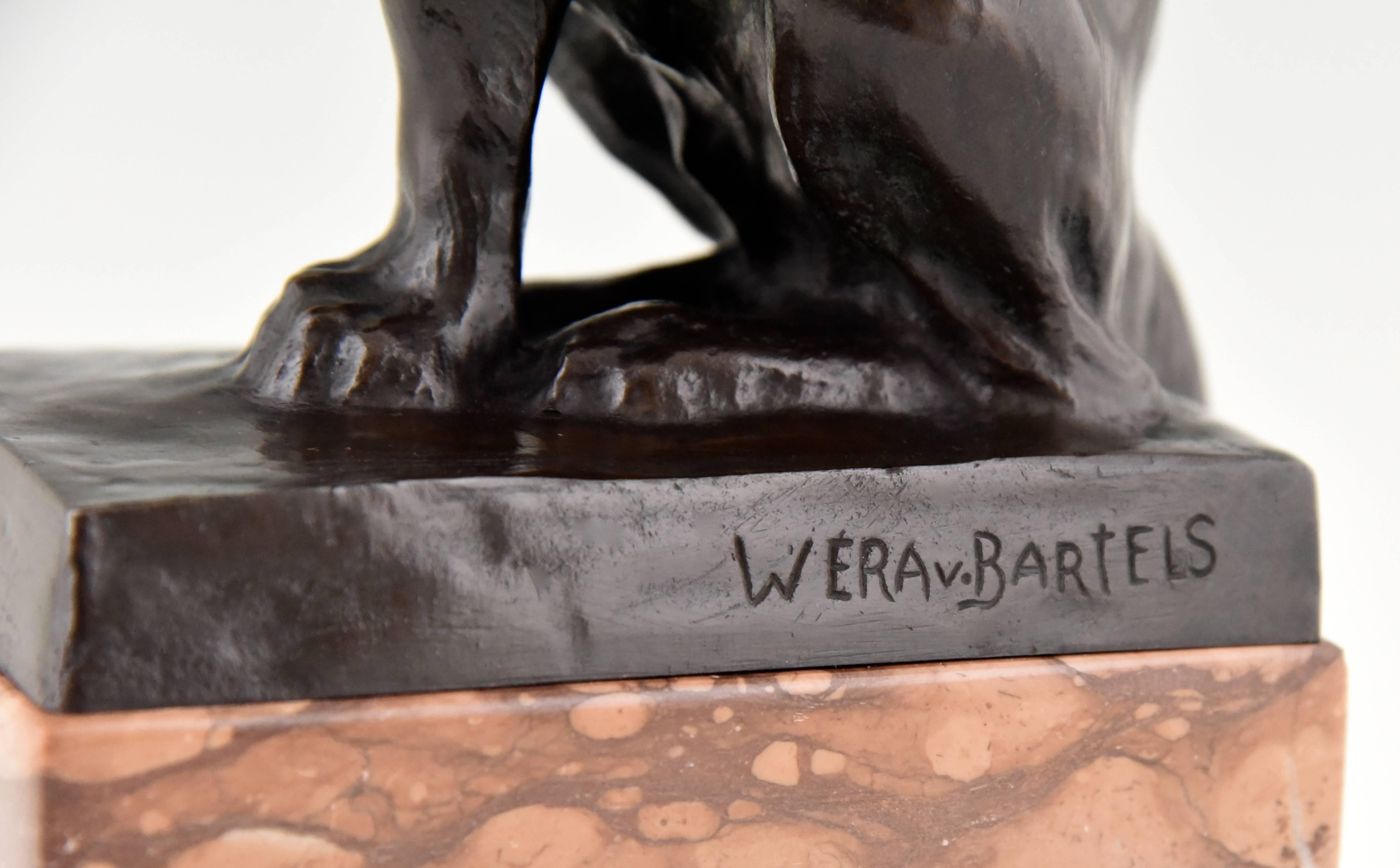 Art Deco Bronze Sculpture of a Sitting Panther Wera von Bartels, 1920 1