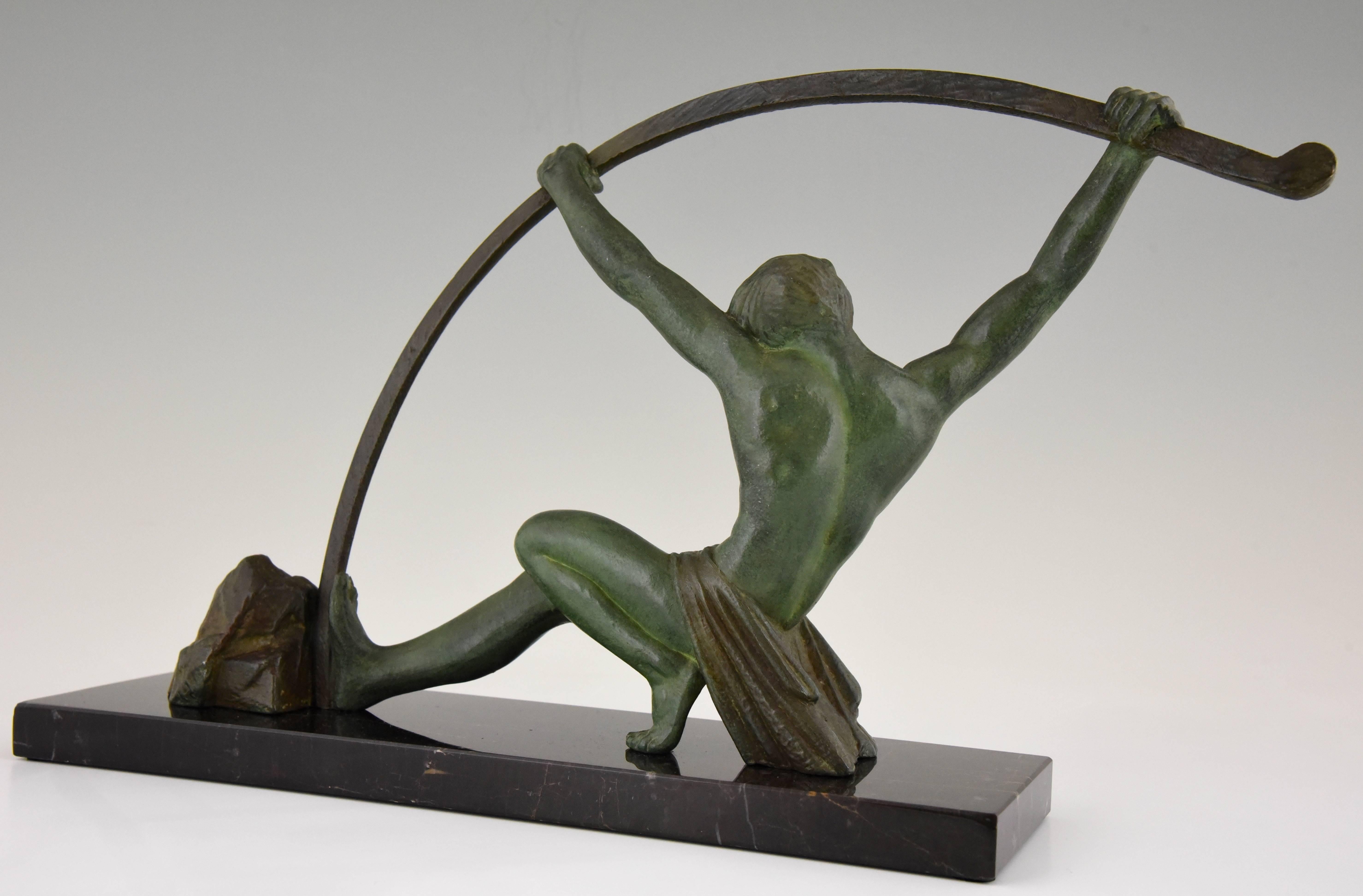 20th Century Art Deco Sculpture by Chiparus, Athletic Man Bending a Bar 