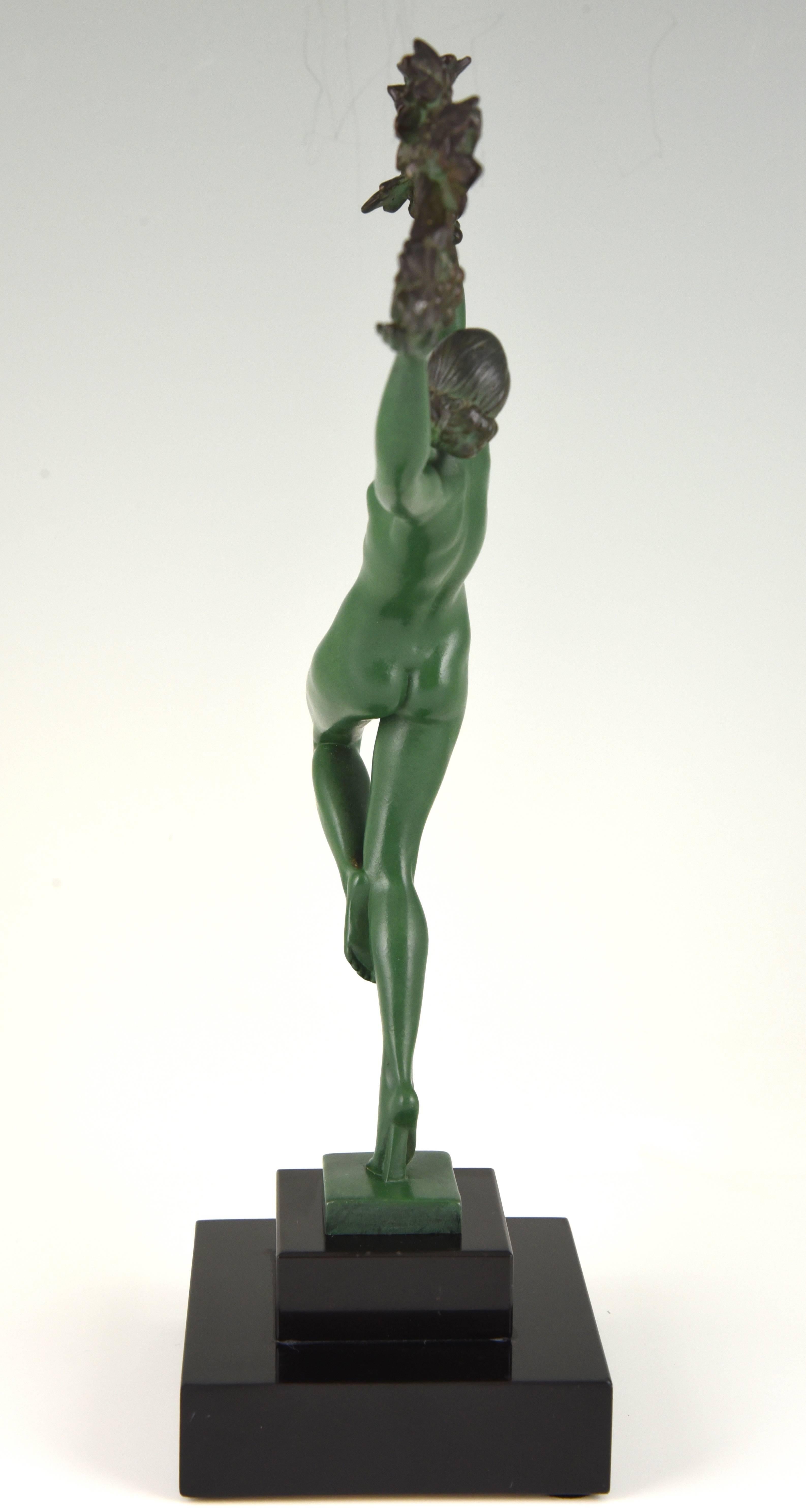 French Art Deco Sculpture of a Nude with a Branch of Grapes by Raymonde Guerbe 3
