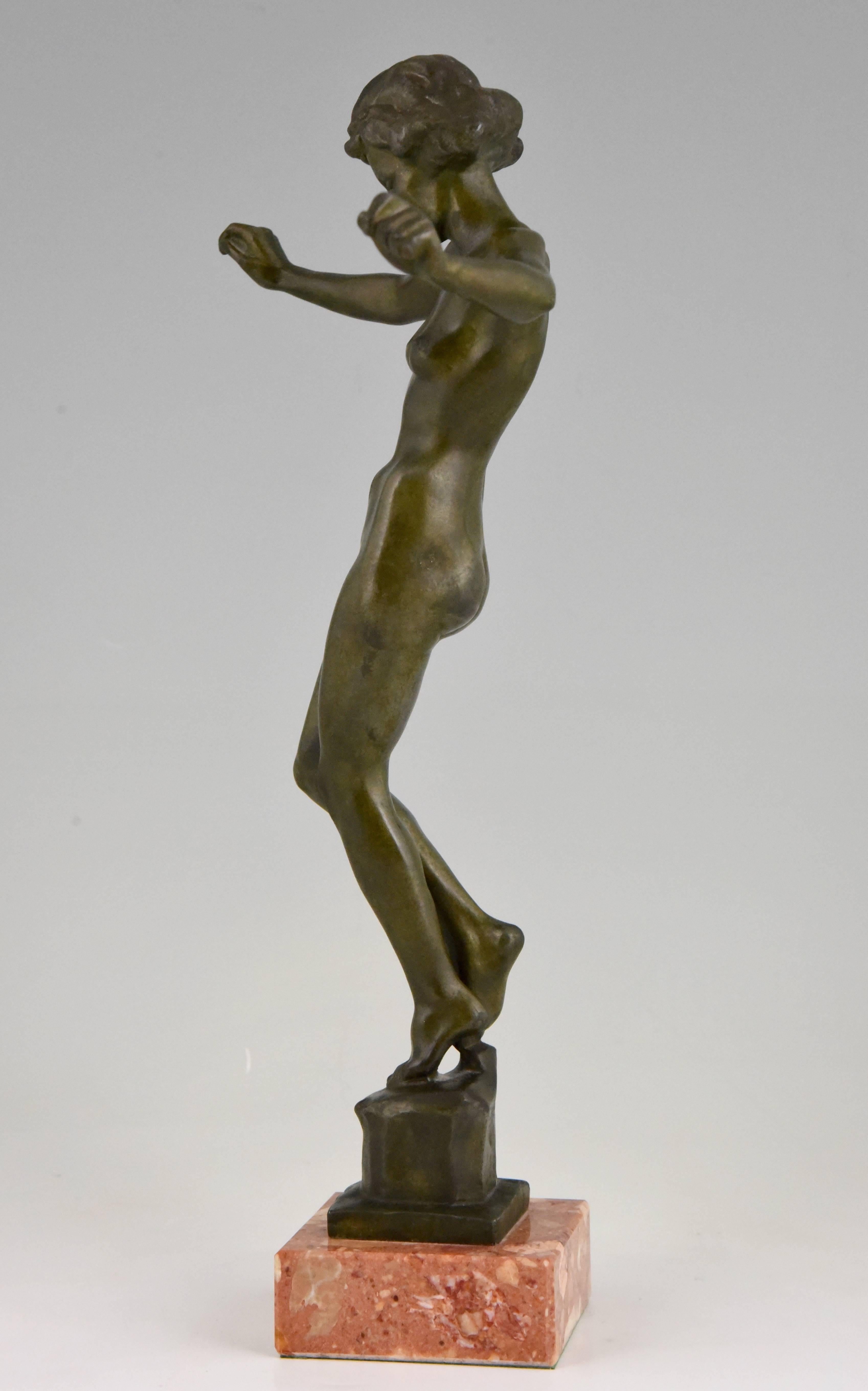 20th Century Art Deco Bronze Sculpture of a Nude Dancer David Fahrner, 1941