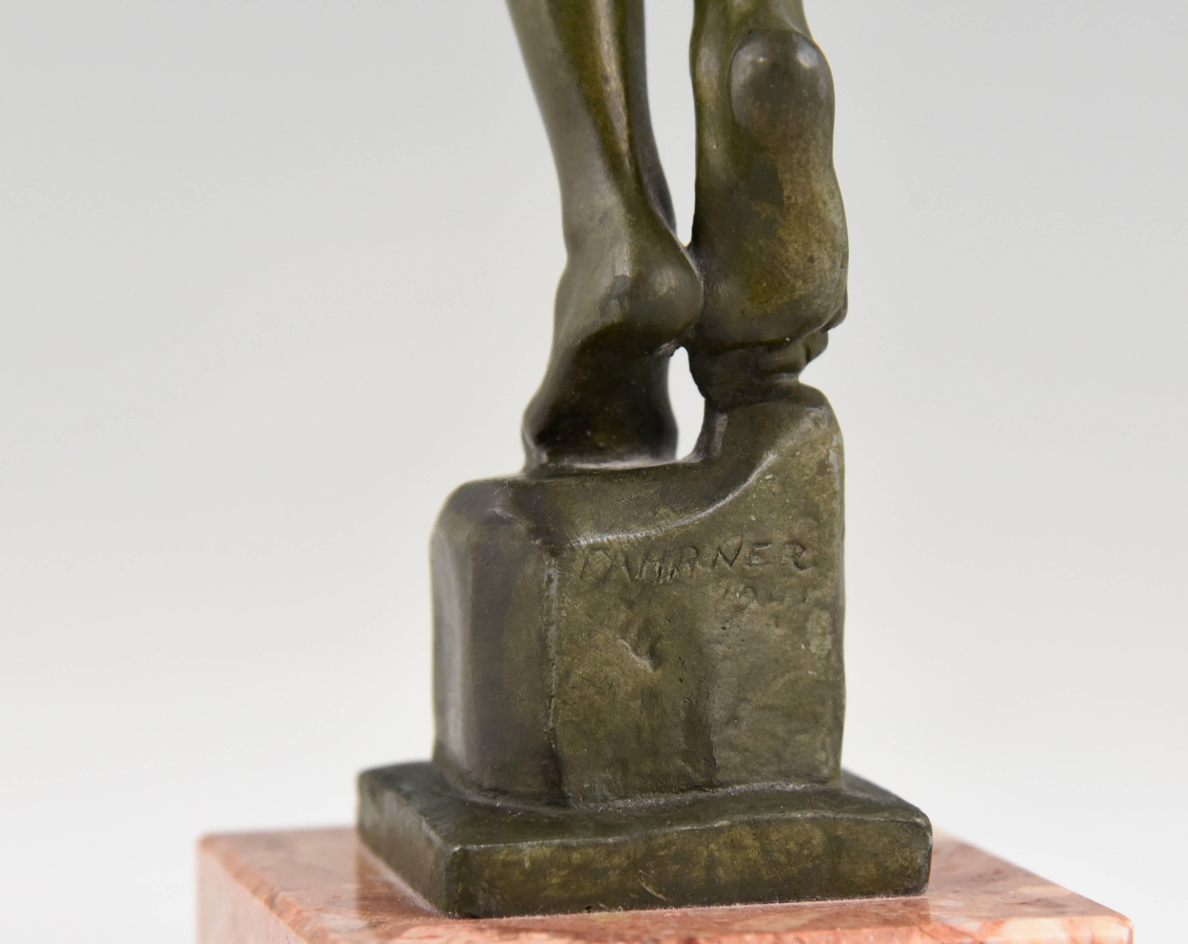 Art Deco Bronze Sculpture of a Nude Dancer David Fahrner, 1941 1