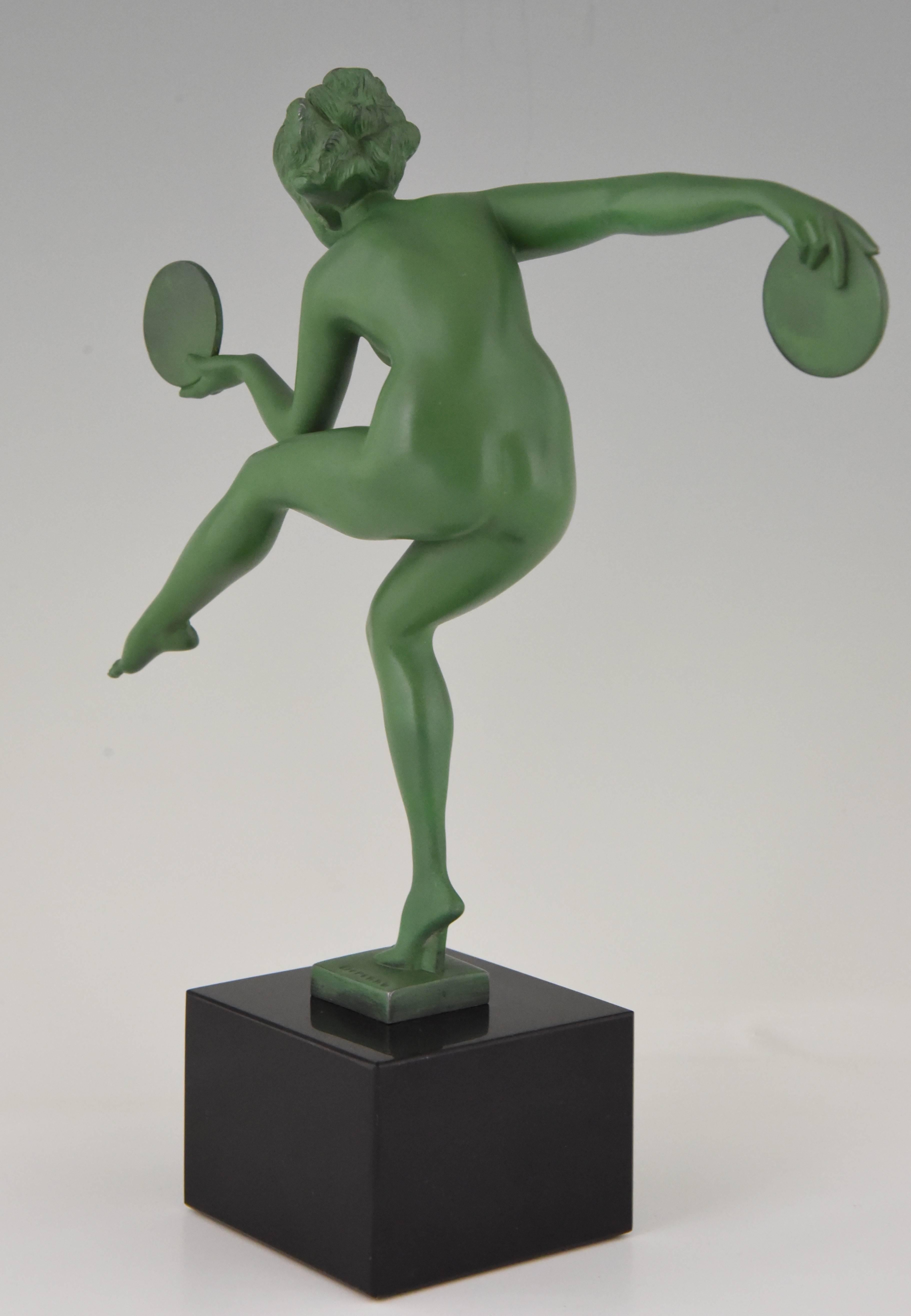20th Century French Art Deco Nude Disc Dancer Derenne, Marcel Bouraine, 1930
