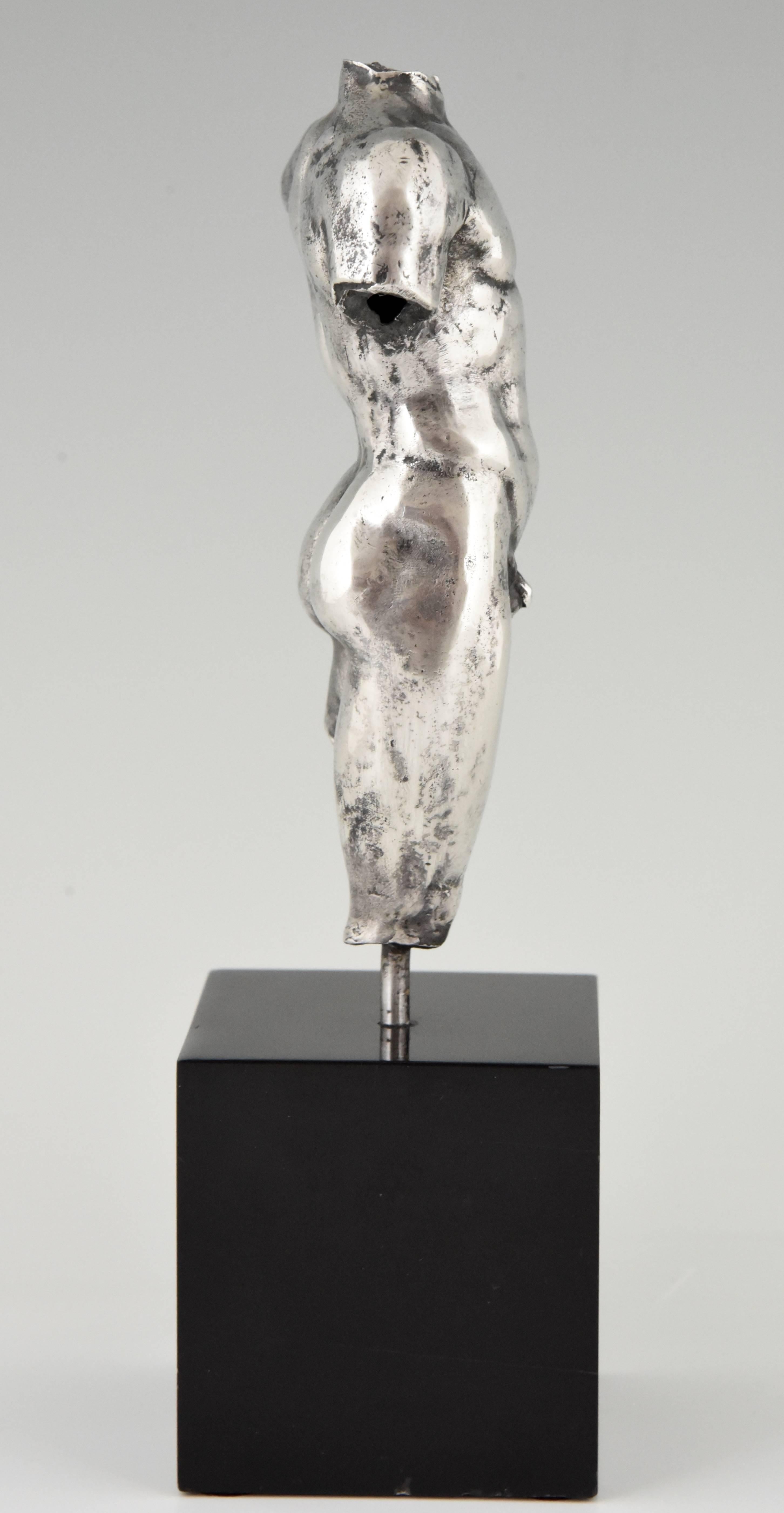 Antique Silver Sculpture Male Nude Torso, France, 1900 In Excellent Condition In Antwerp, BE