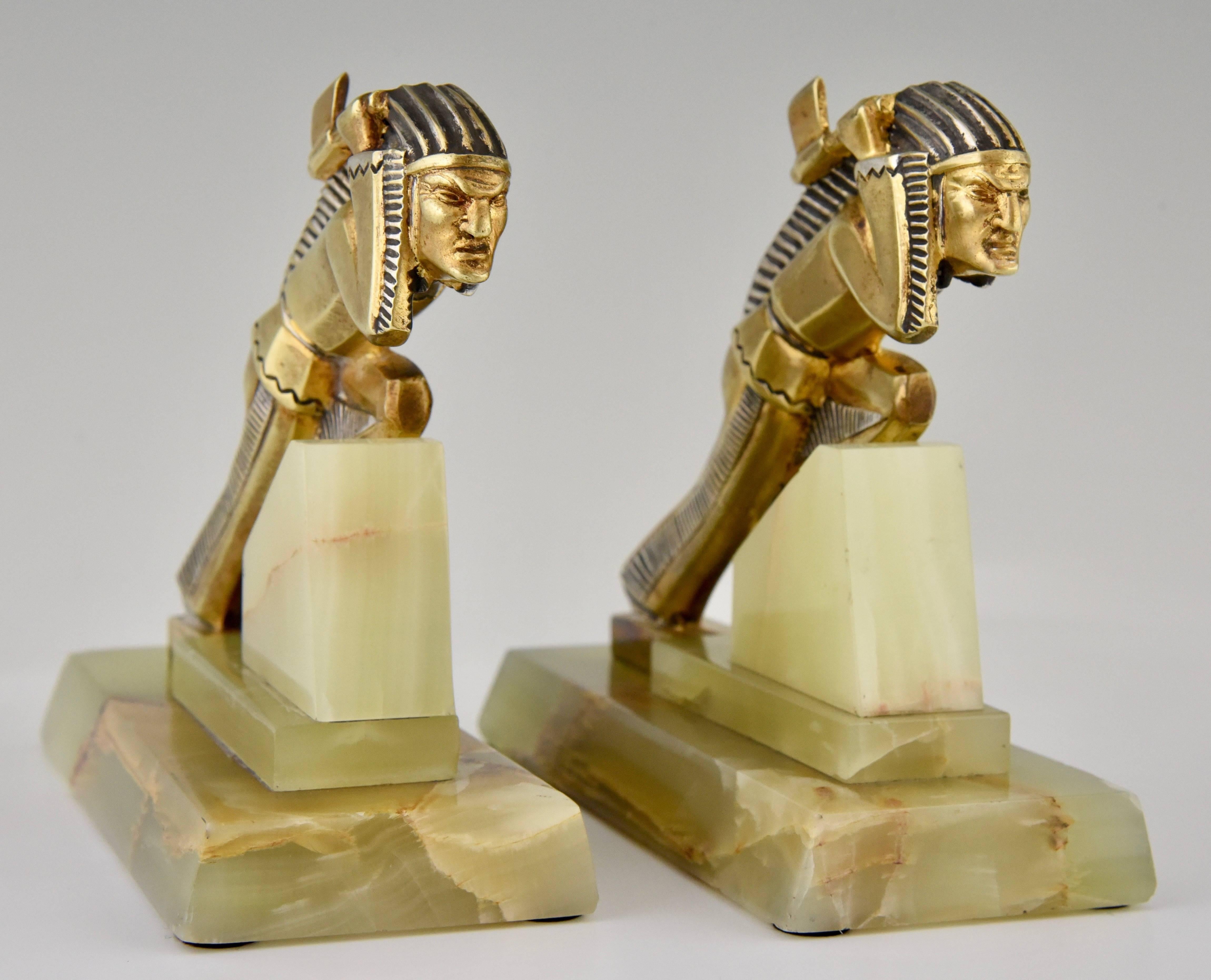 Pair of indian Art Deco Bronze Bookends by Gibert, 1930 France  2