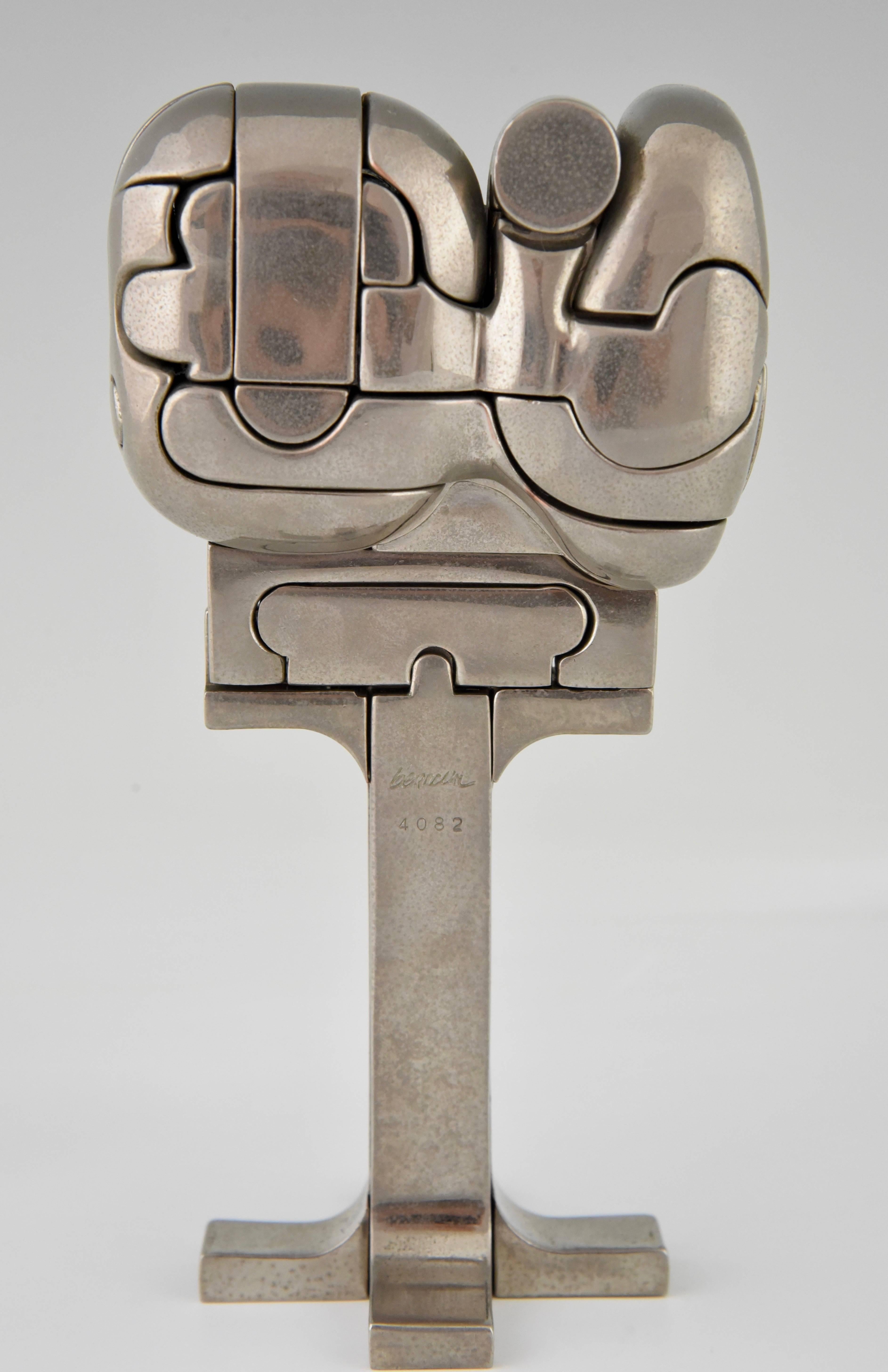 Mid-Century Modern Cristina Bronze Puzzle Sculpture by Miguel Ortiz Berrocal with Ring, Numbered