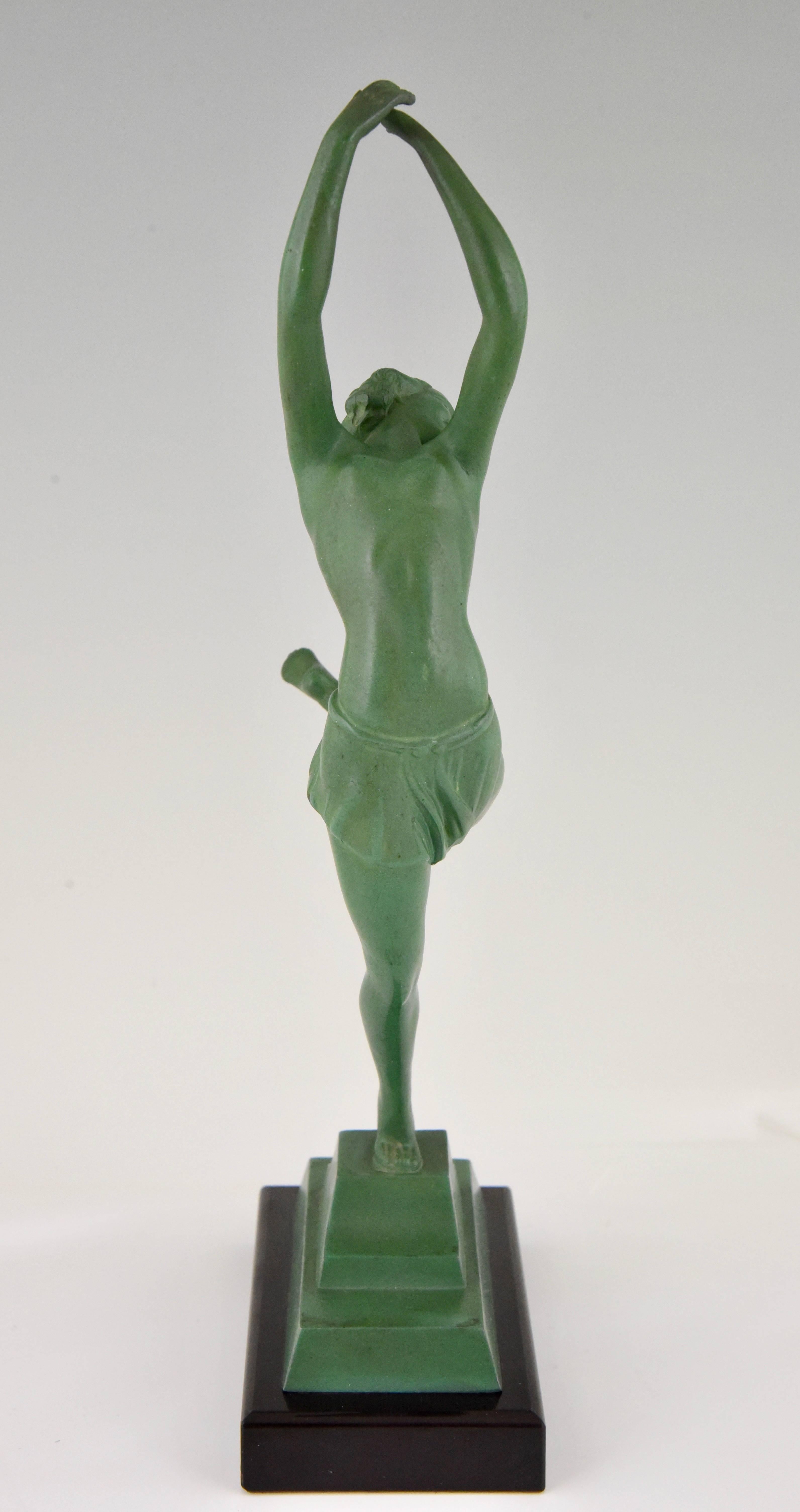 20th Century French Art Deco Sculpture of a Dancer on Marble Base, 1930