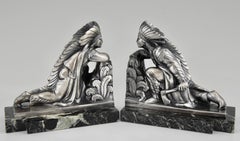 French Art Deco Indian Bookends by Maurice Frecourt, 1930