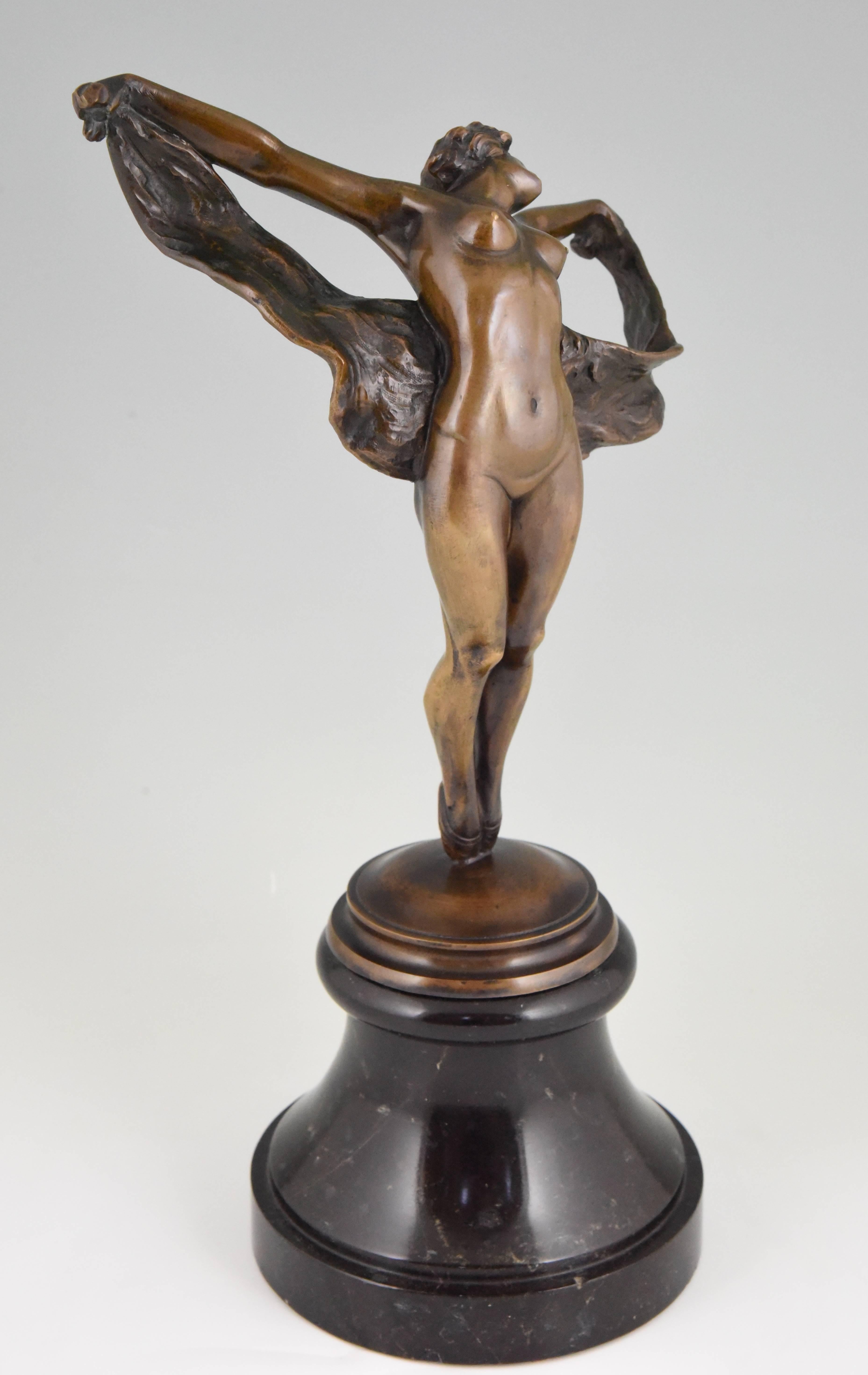 Belgian Art Nouveau Bronze Sculpture of a Dancing Nude by Joseph Zomers 1915