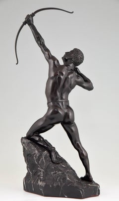 Antique Bonze Sculpture Male Nude Archer, Germany, circa 1900