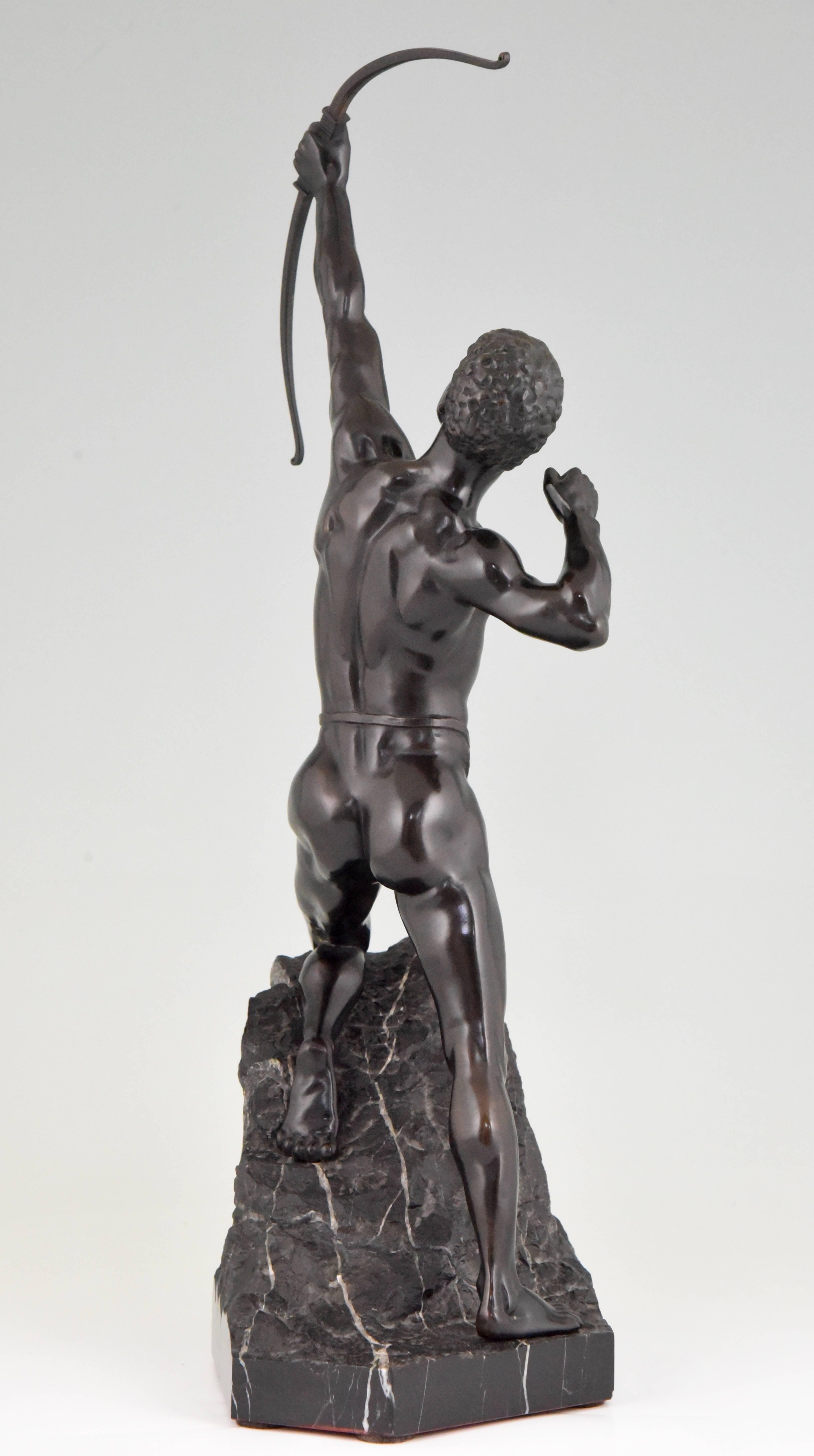 Bronze Antique Bonze Sculpture Male Nude Archer, Germany, circa 1900