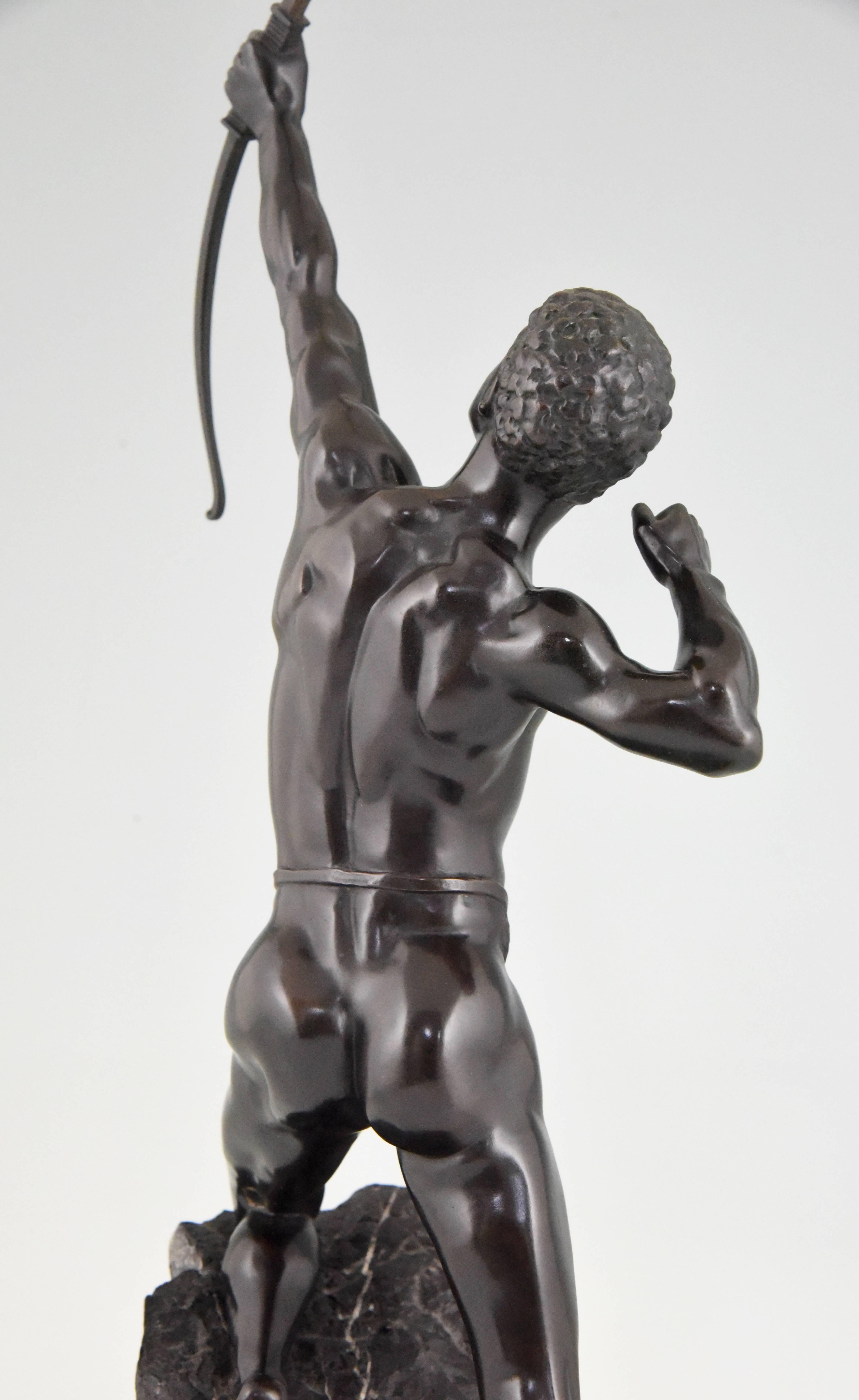 Antique Bonze Sculpture Male Nude Archer, Germany, circa 1900 1