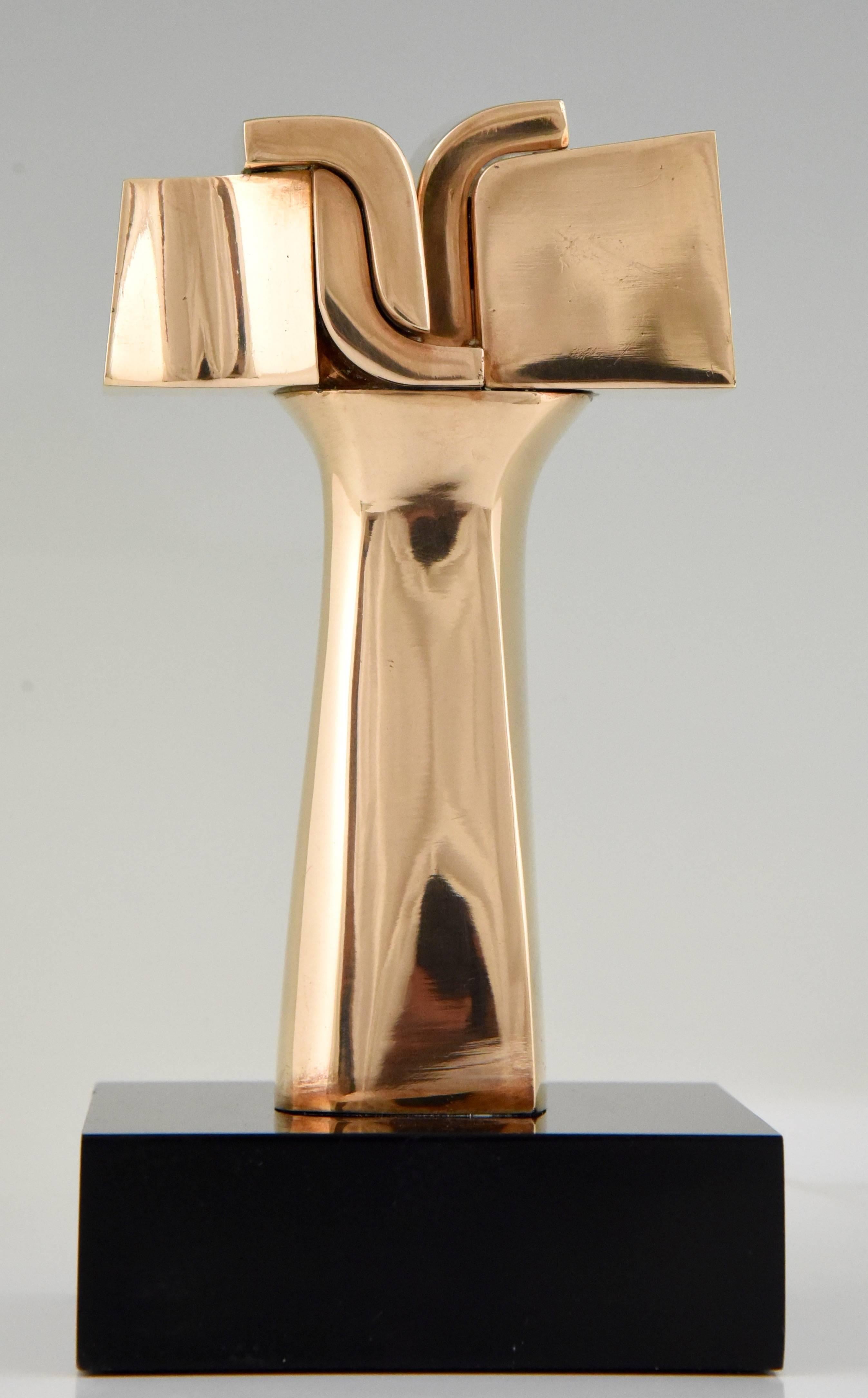 Spanish Mid-Century Modern Bronze Abstract Sculpture José Luiz Sanchez  numbered,  1970 