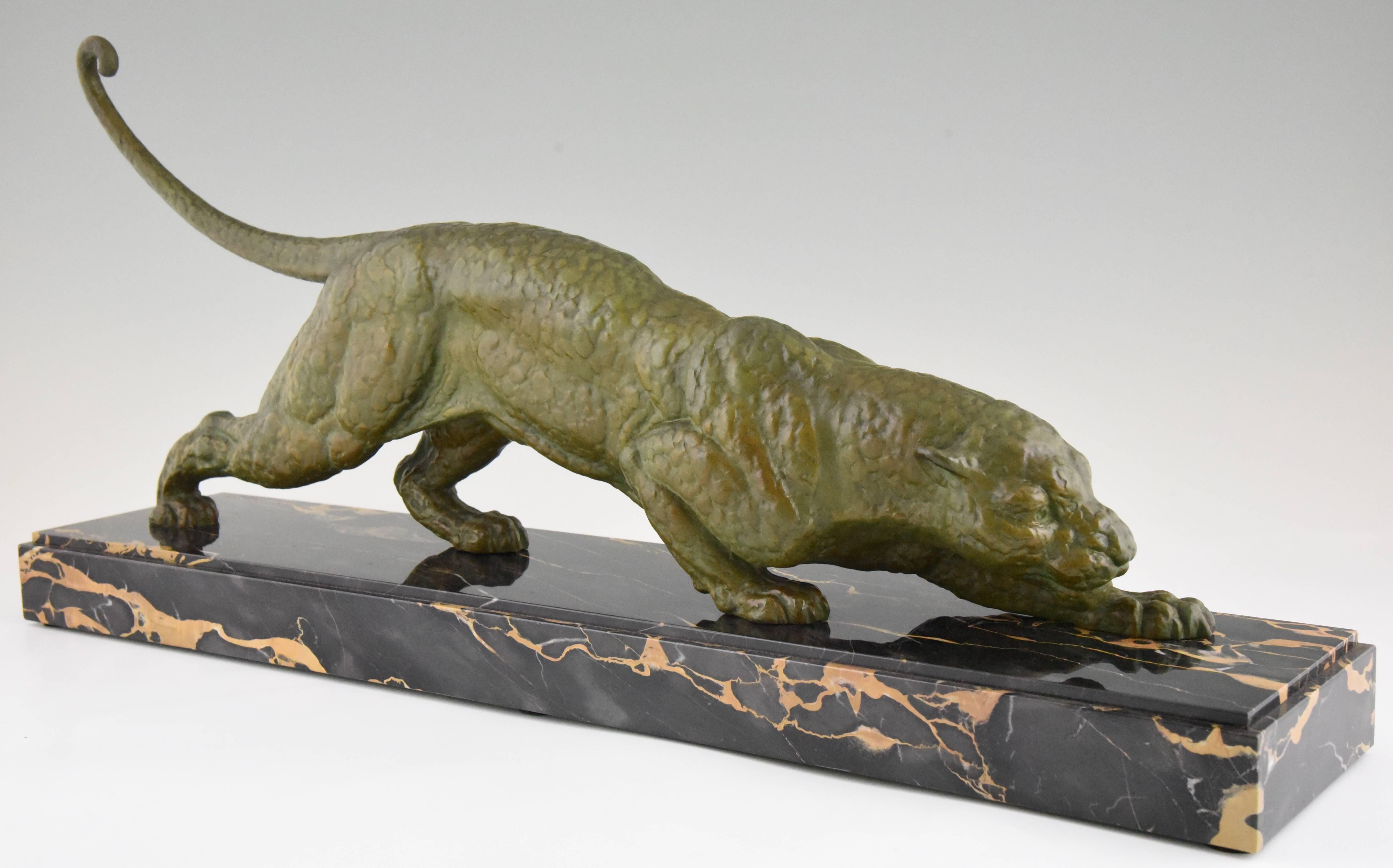 French Art Deco Sculpture of a Panther Demetre H. Chiparus, 1930 France