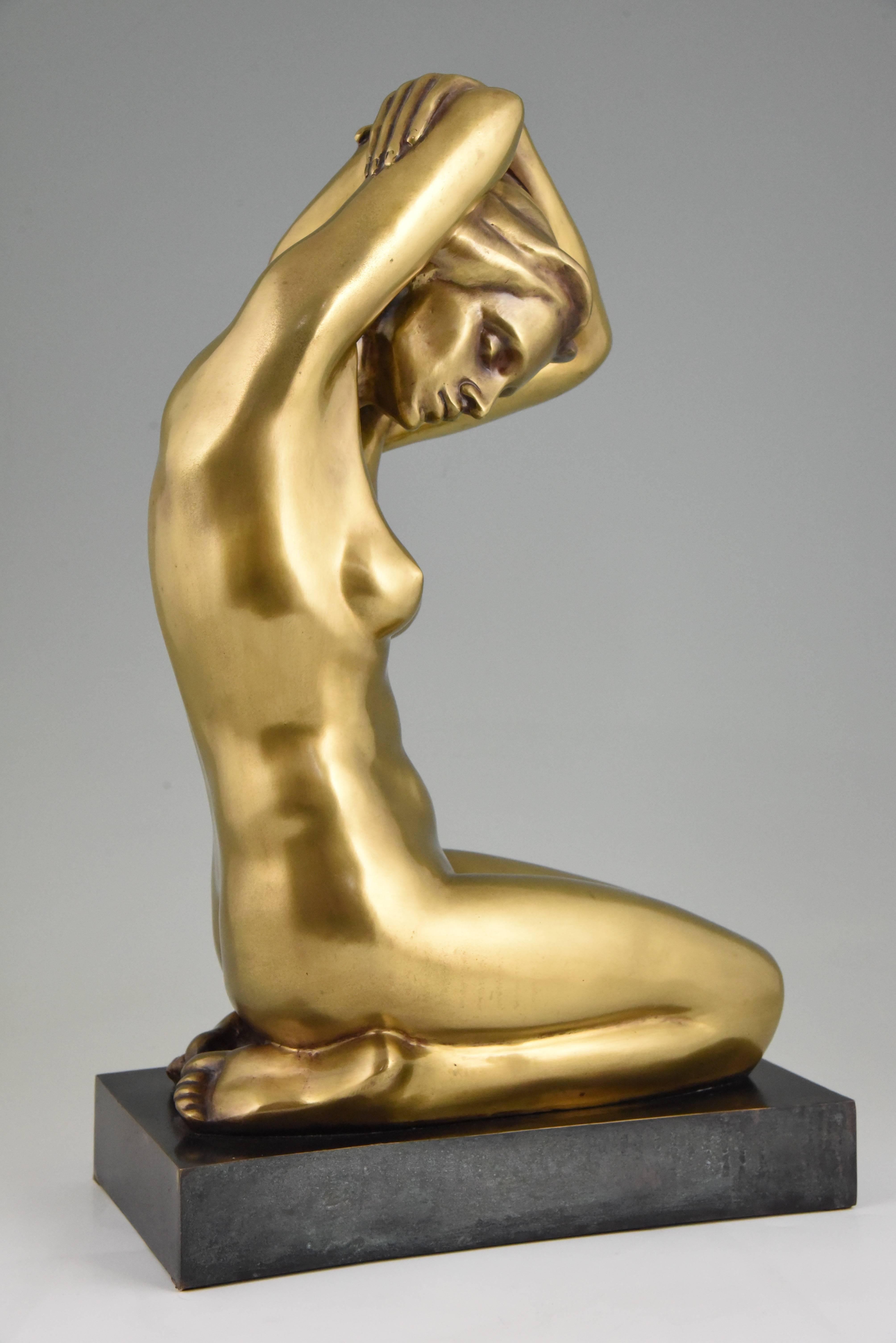 20th Century Art Deco Bronze Sculpture of Kneeling Nude in the style of Arno Breker, 1930