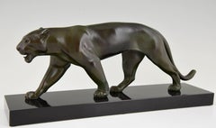 Art Deco Panther Sculpture by Max Le Verrier Marble Base, 1930
