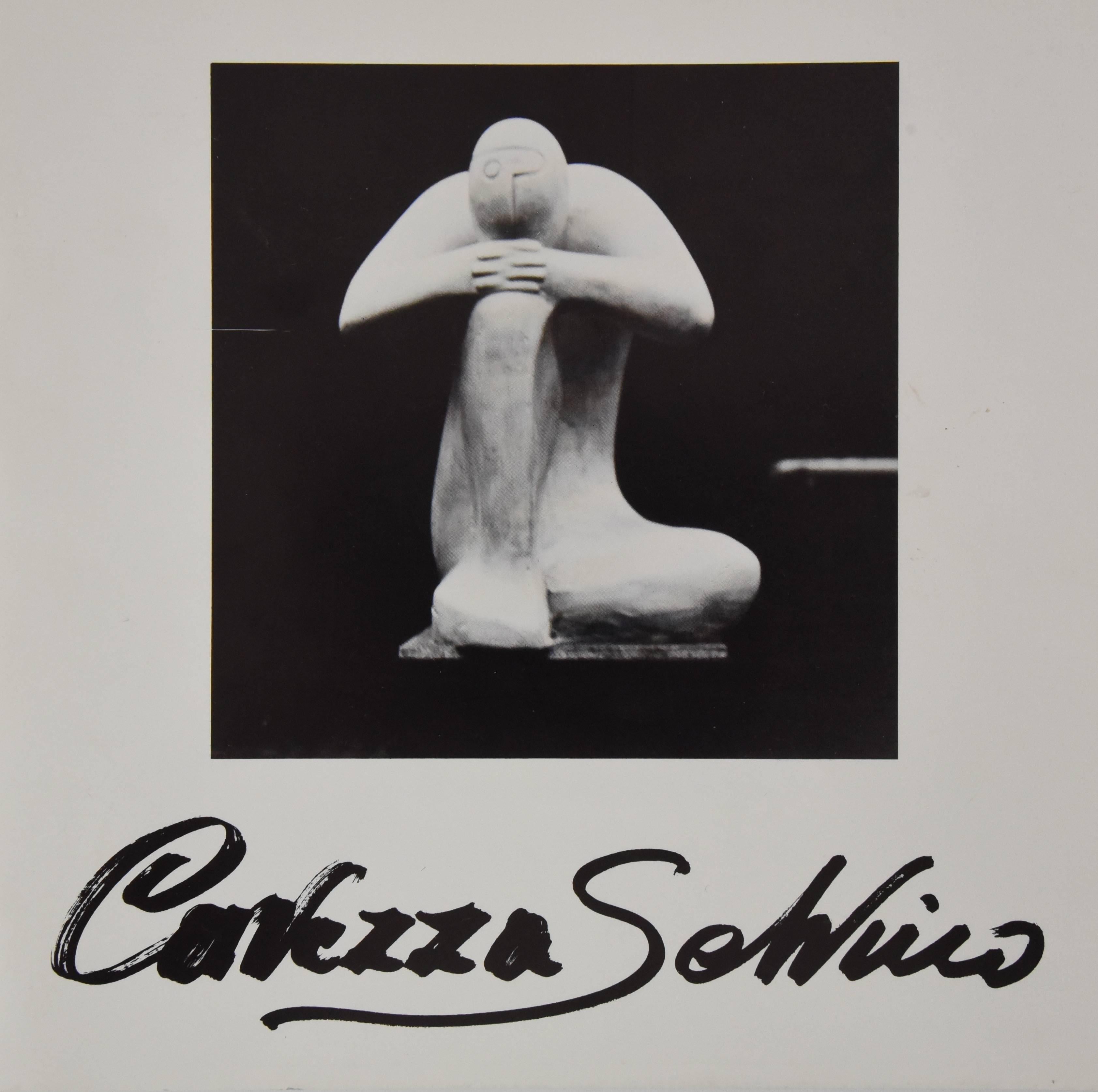 L' Uomo, Bronze Sculpture of a Sitting Man Marble Base by Selvino Cavezza, 1985 2