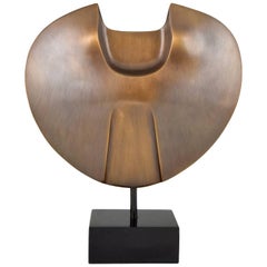 Abstract Bronze Sculpture on Marble Base Louis Thomas d'Hoste, France, 1970