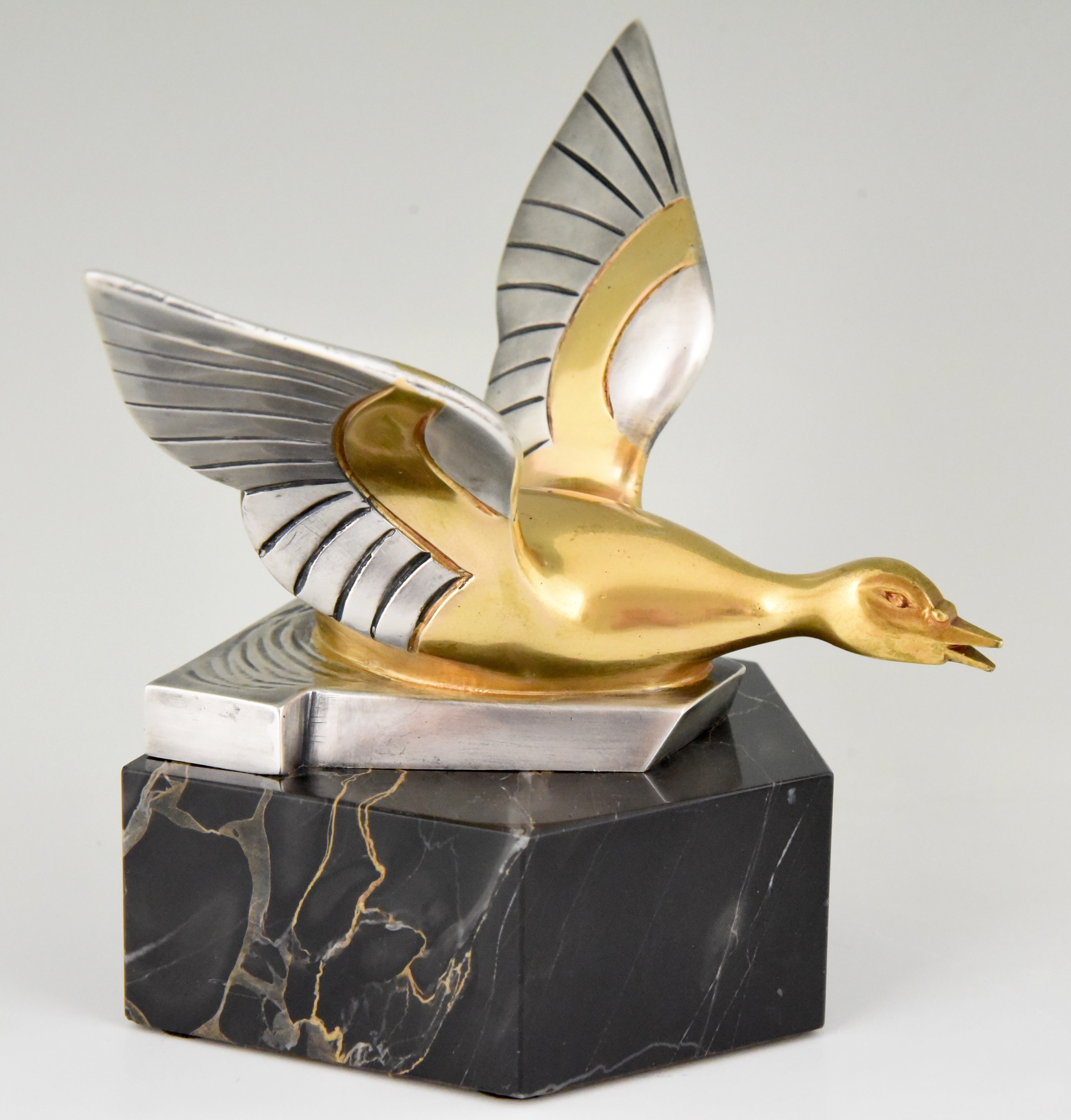 Art Deco Bronze Duck Bookends By F H Danvin, France, Art Deco Bronze Duck Bookends By F H Danvin, France,