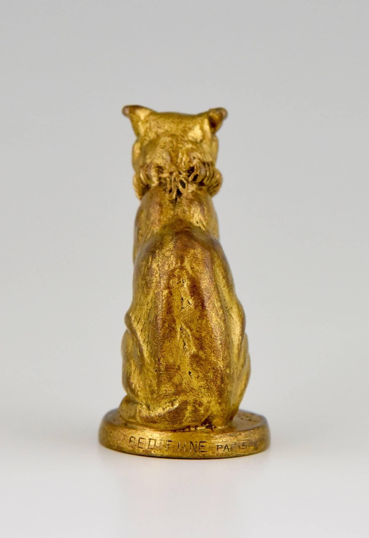 Antique bronze sculpture of a cat letter seal  by Fremiet, Barbedienne foundry. In Good Condition In Antwerp, BE