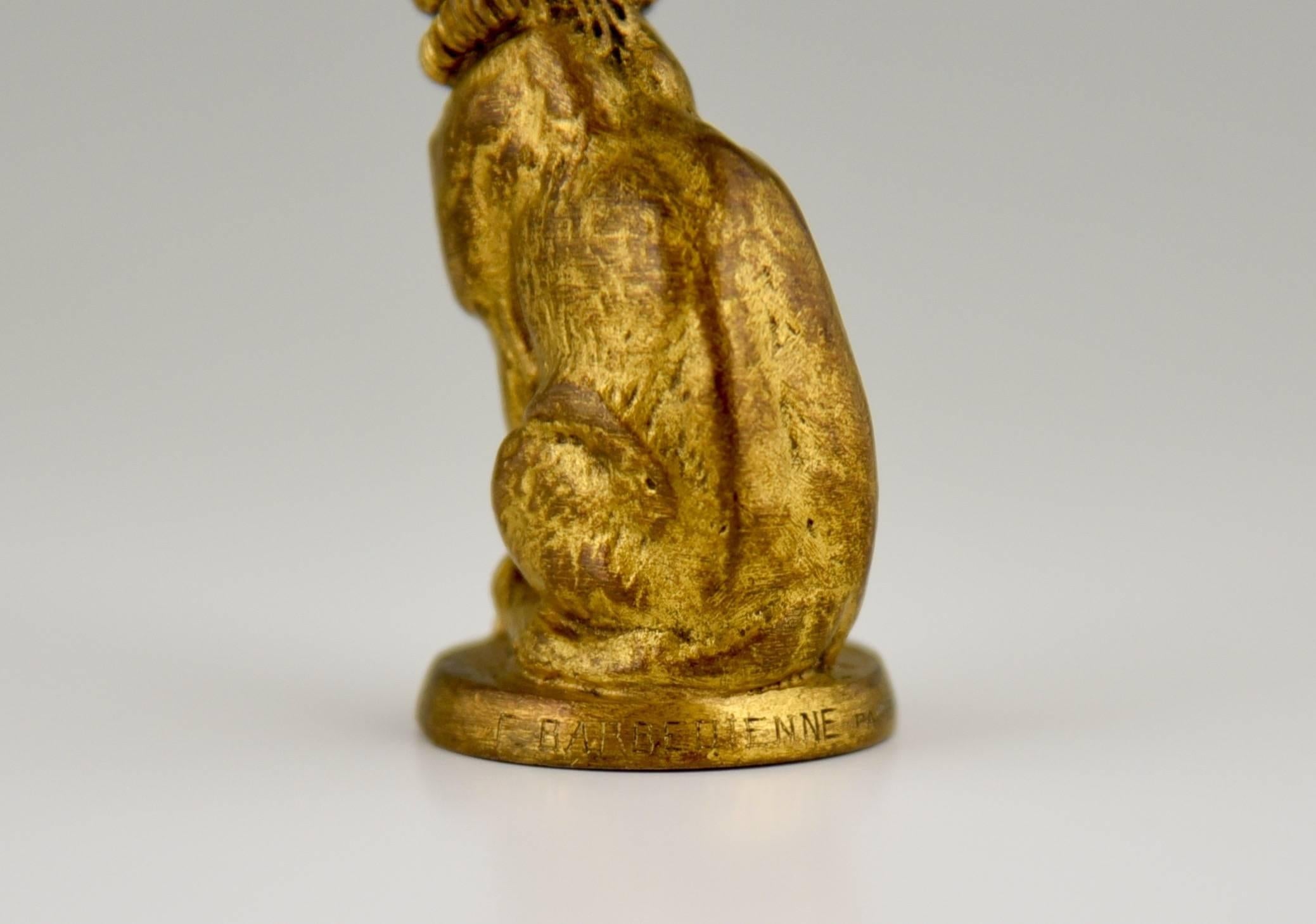 Bronze Antique bronze sculpture of a cat letter seal  by Fremiet, Barbedienne foundry.
