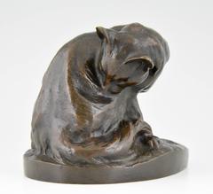 French Art Deco bronze sculpture of a cat by Charles Virion 1930