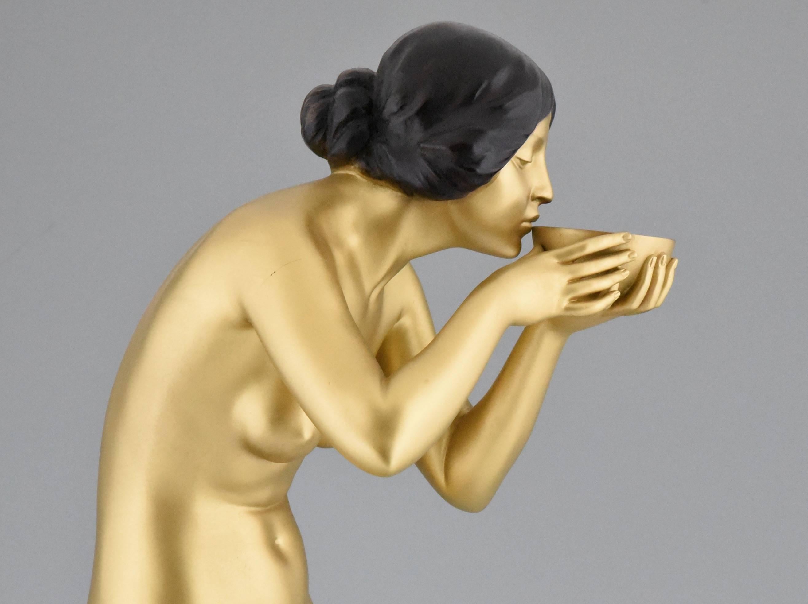 Art Nouveau gilt bronze sculpture of a nude by Victor Seifert, 1900 Germany 2