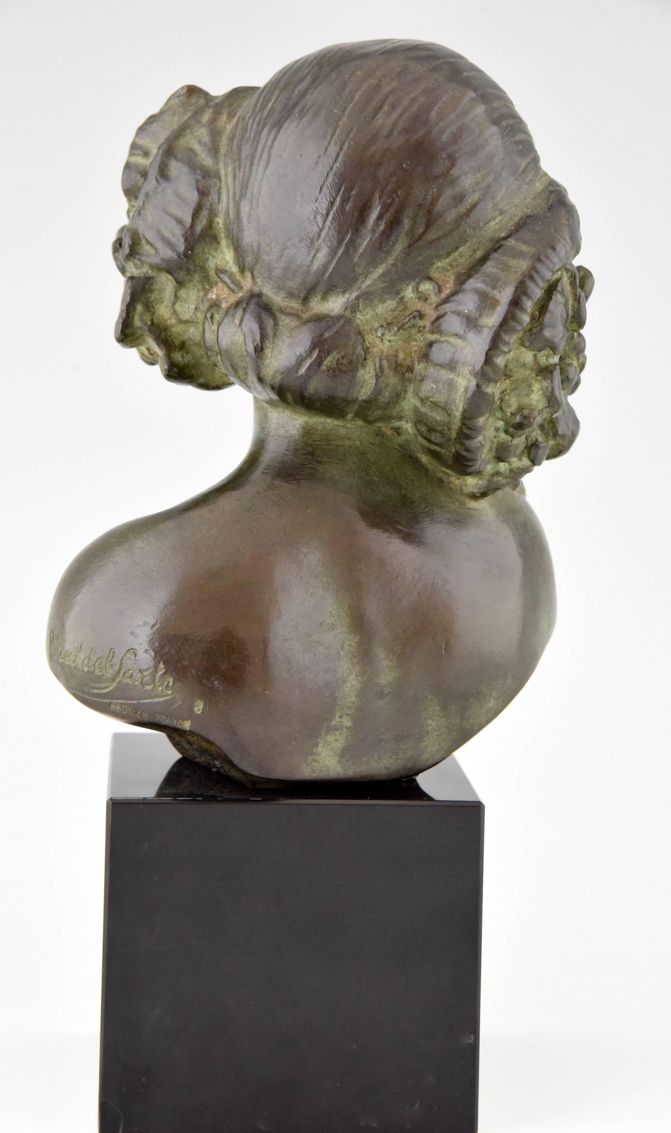 20th Century French Art Deco bronze sculpture bust Female Satyr Maxime Real Del Sarte, 1930