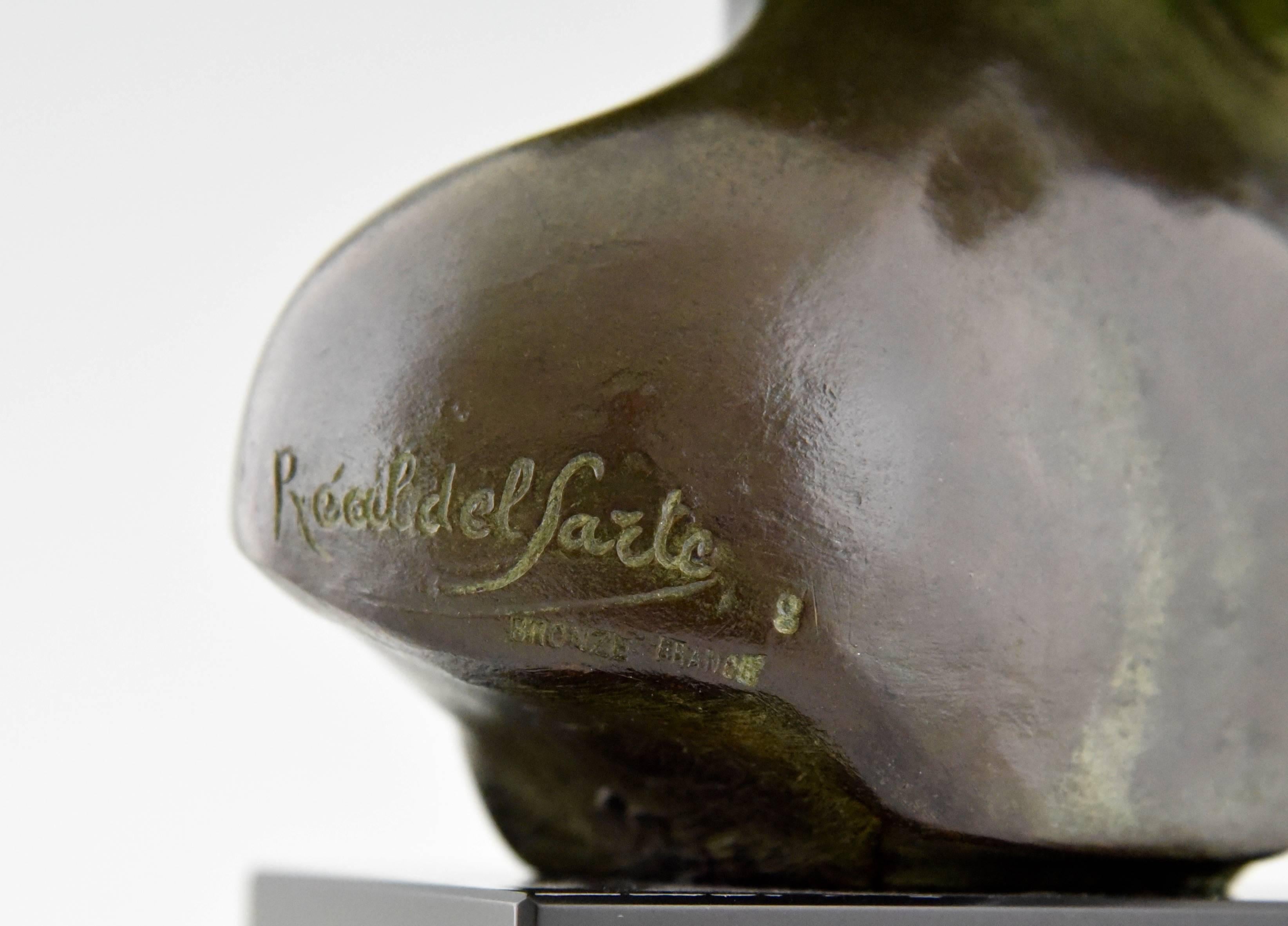 20ième siècle Buste de femme satyre Maxime Real Del Sarte en bronze Art Déco français, 1930