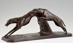 Art Deco Bronze Sculpture Greyhound Dog Racing by Charles  1930 France