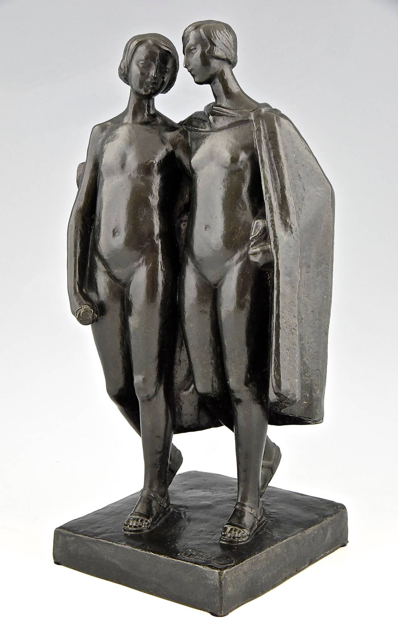 Pierre Lenoir Art Deco Bronze-Skulptur von zwei Akten 1930  Frankreich (Art déco)