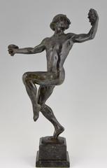 Antique Bronze Male Nude Bacchant by Rudolf Marcuse, Germany, 1900