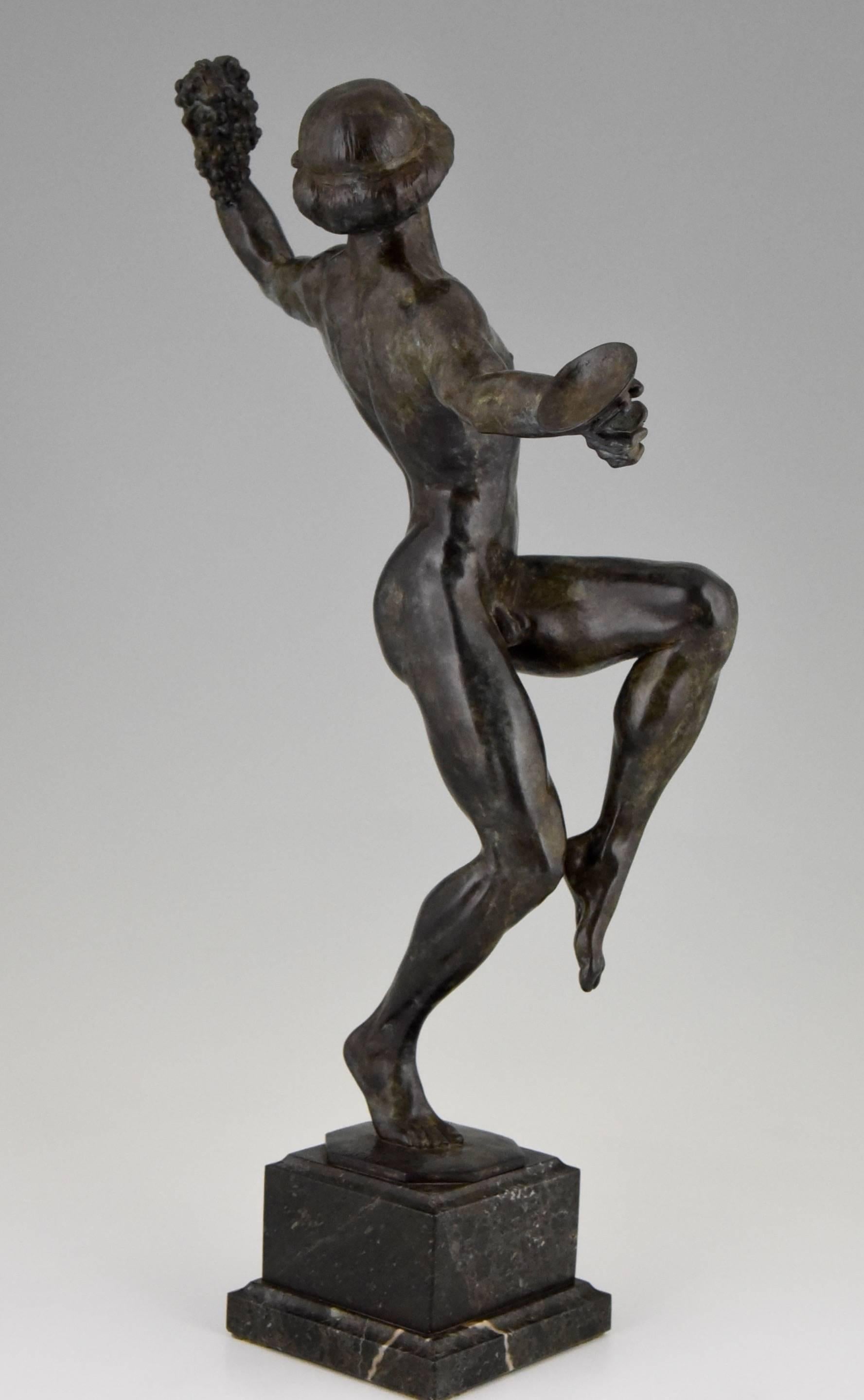 20th Century Antique Bronze Male Nude Bacchant by Rudolf Marcuse, Germany, 1900