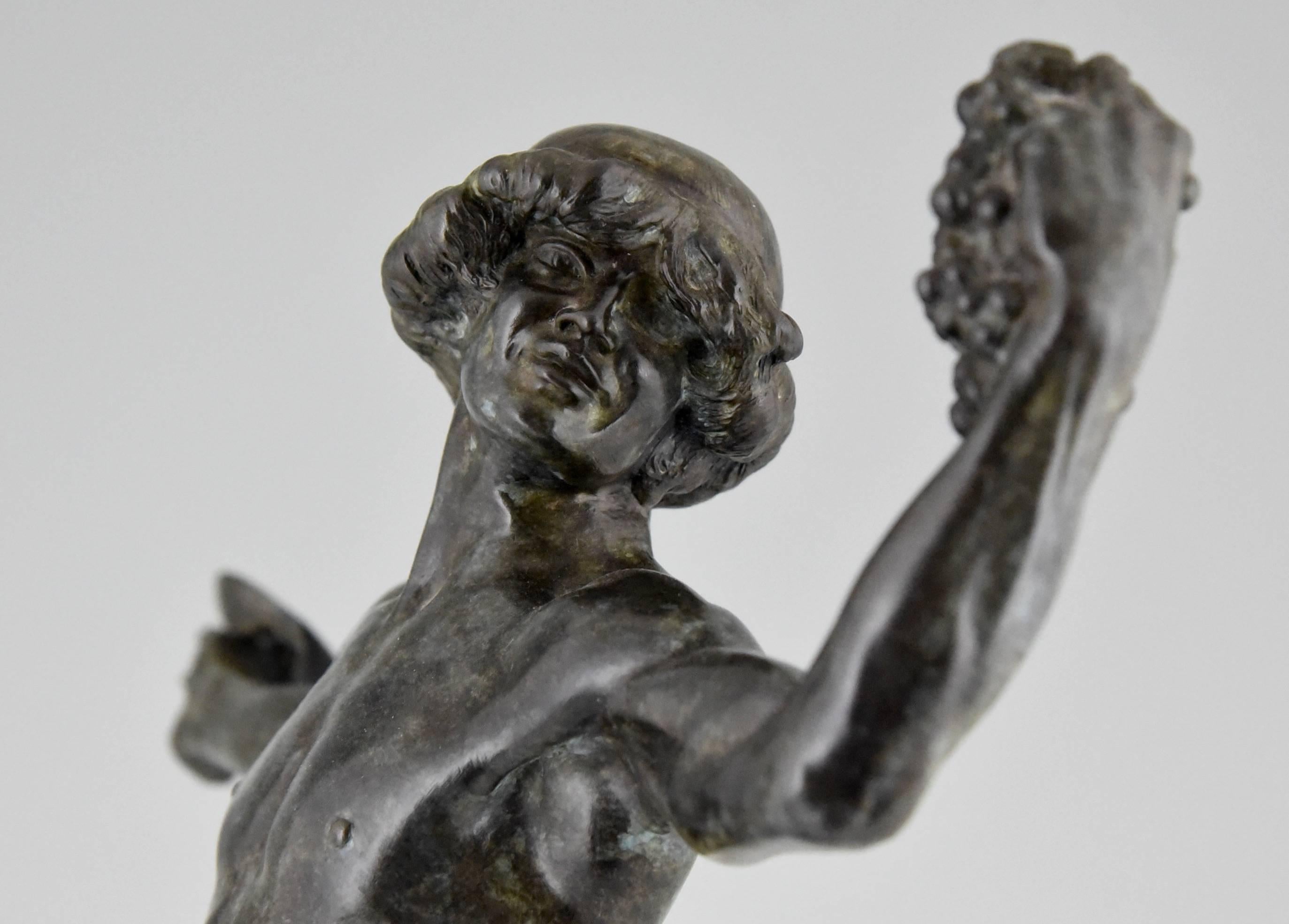 Antique Bronze Male Nude Bacchant by Rudolf Marcuse, Germany, 1900 1