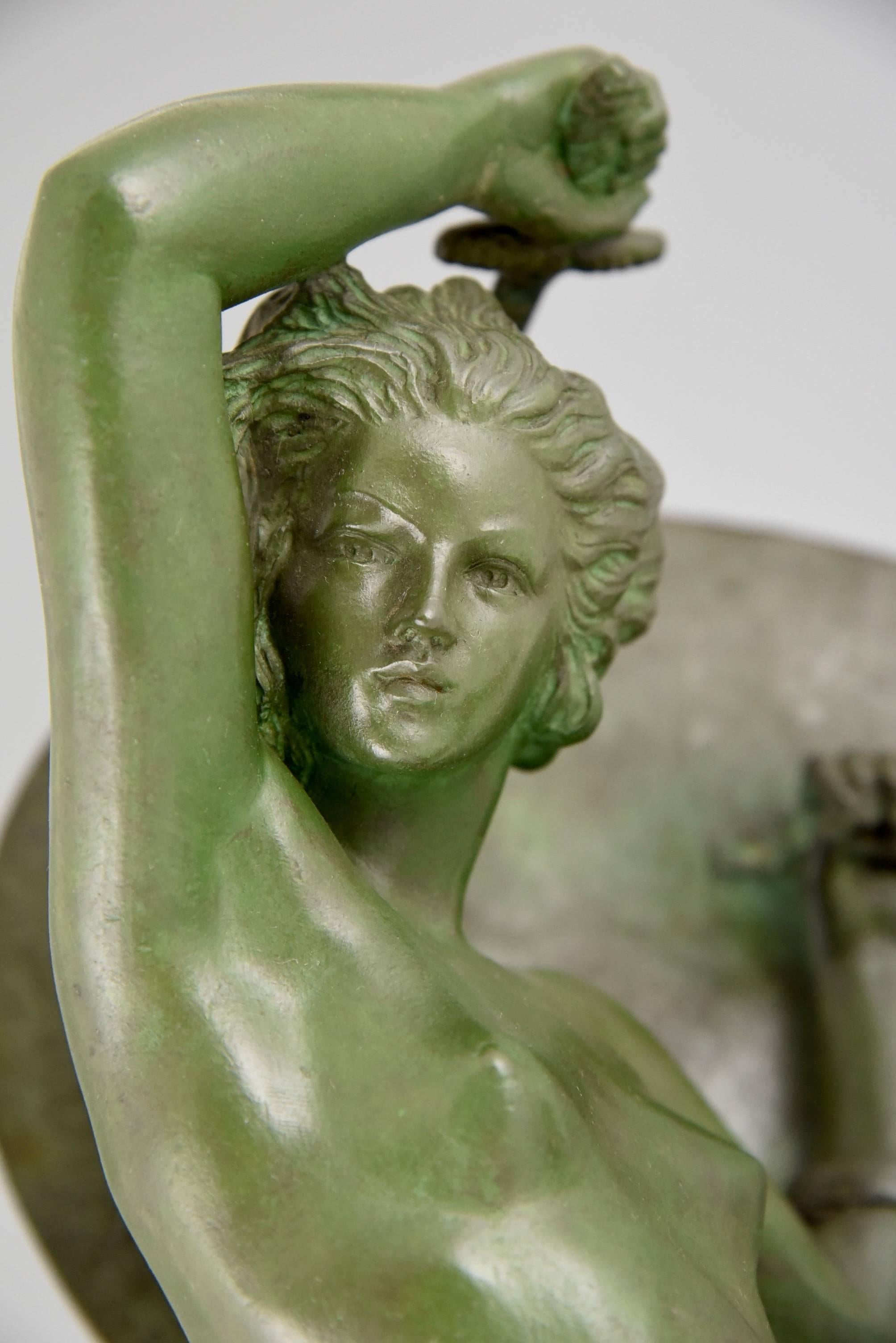 Athena Art Deco Bronze Sculpture of a Nude by Bouraine, 1930 3