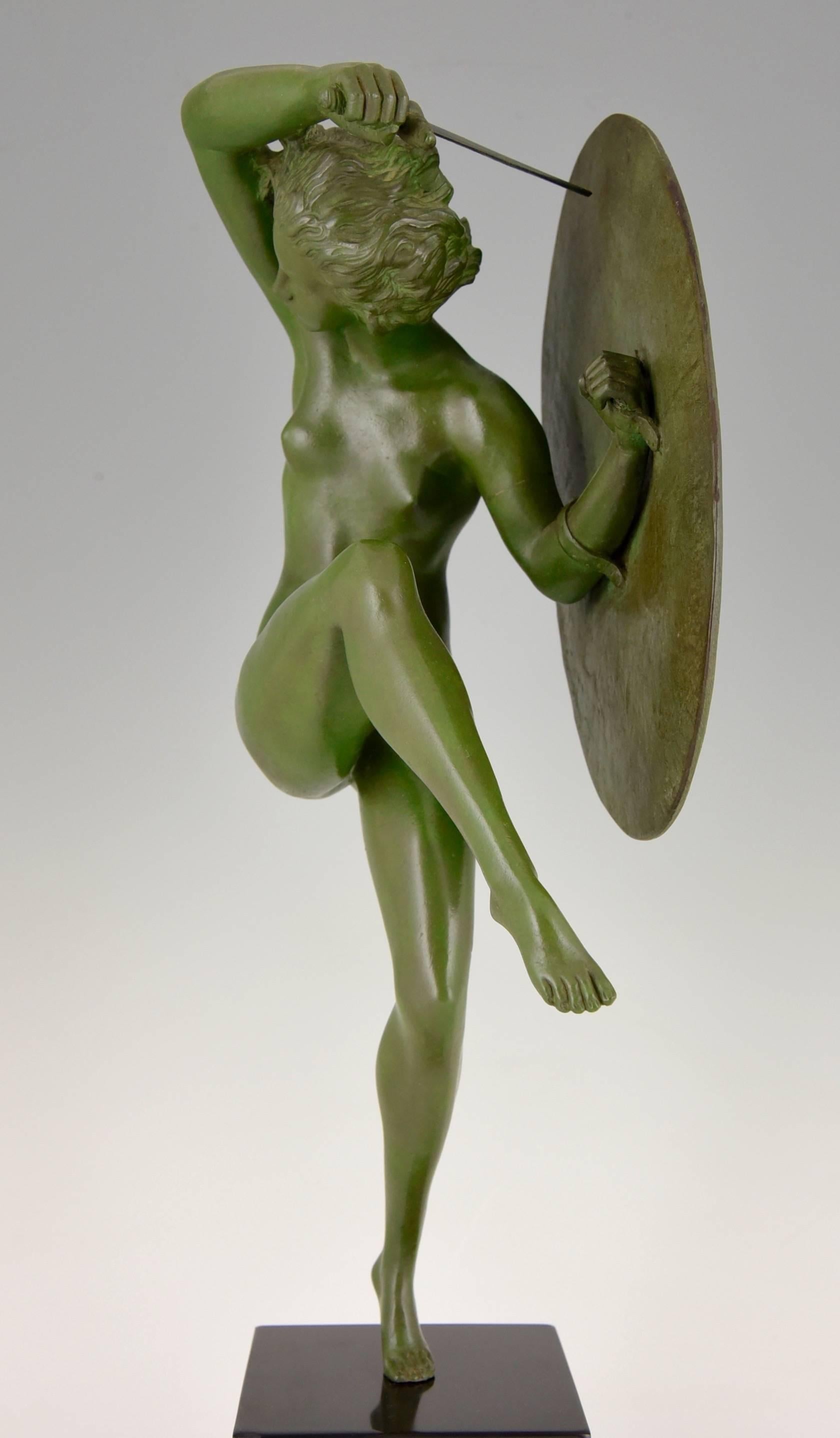 Athena Art Deco Bronze Sculpture of a Nude by Bouraine, 1930 In Good Condition In Antwerp, BE