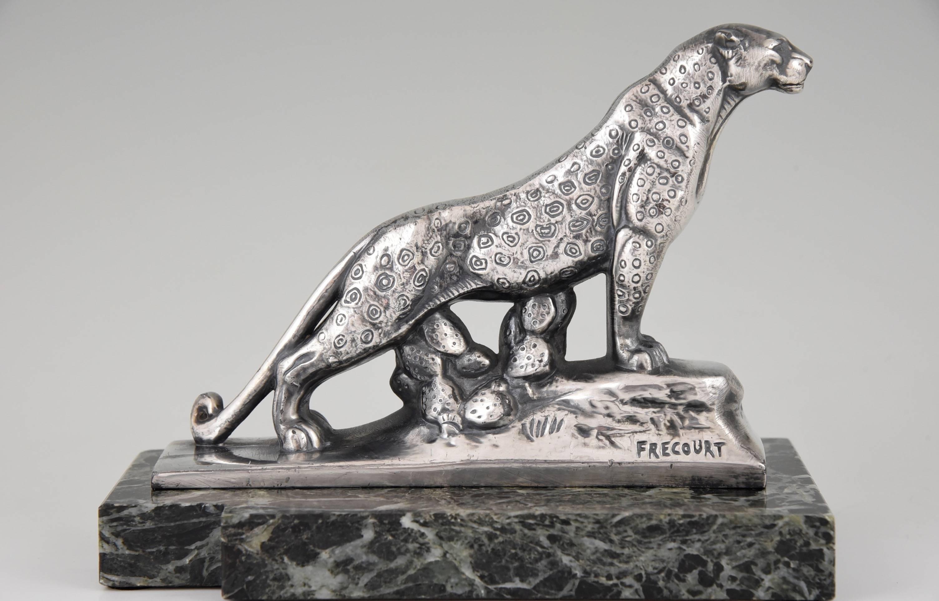 French Art Deco Panther Bookends by Frecourt, 1930 2