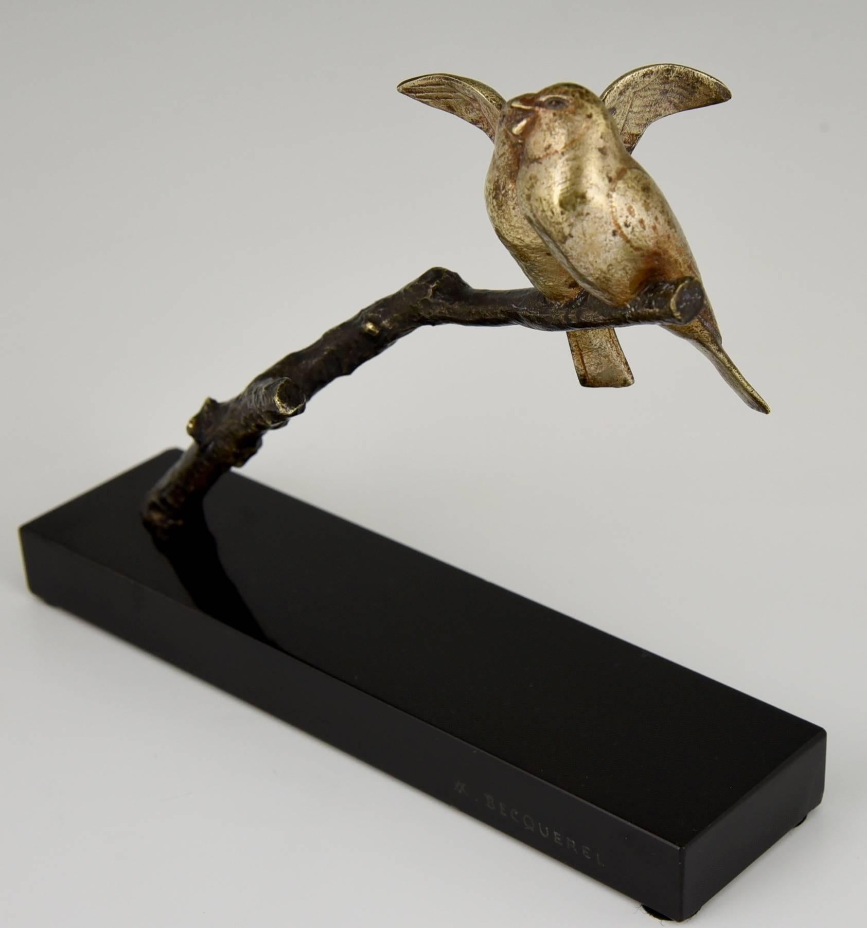 French Art Deco Bronze Bird Sculpture by Becquerel, 1930 2