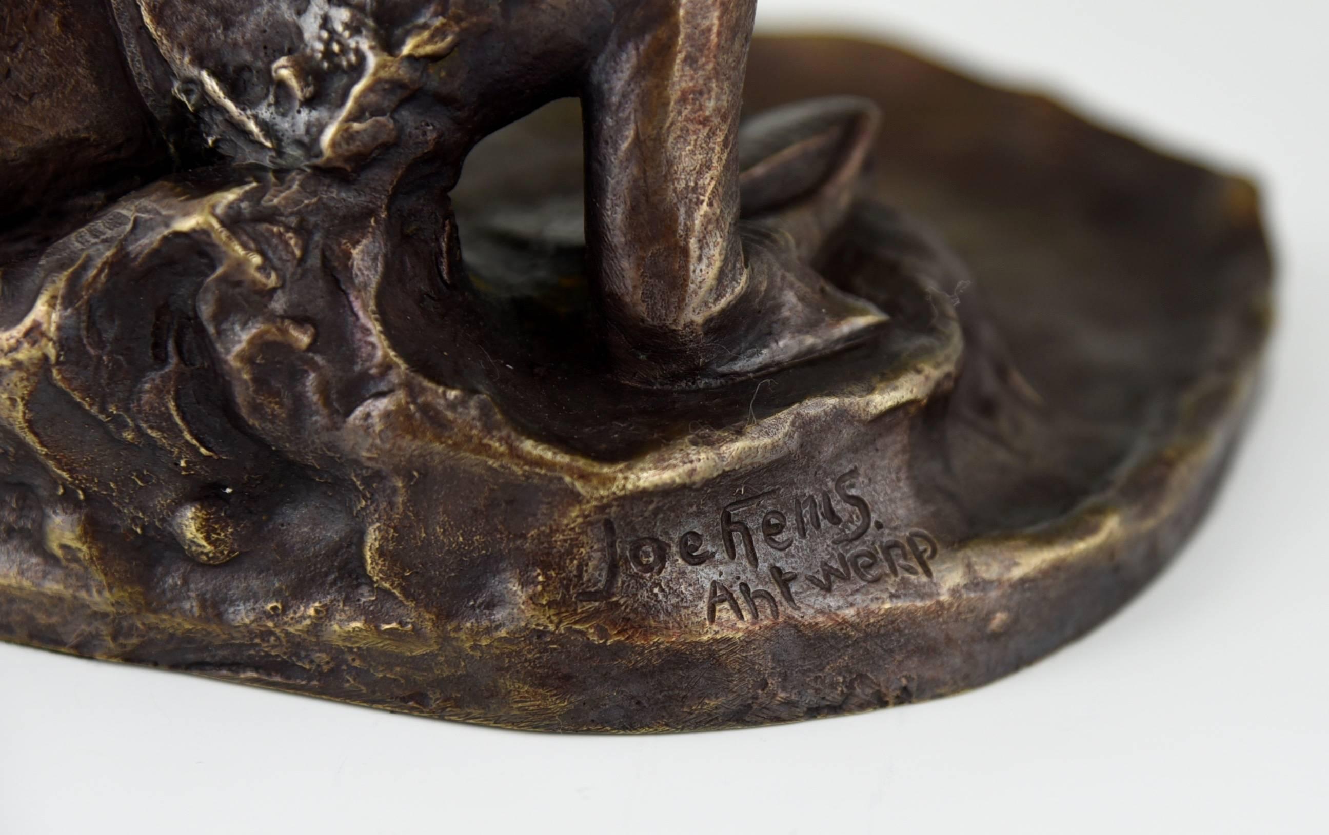 Art Nouveau Bronze Inkwell with Reading Lady by Jochems, 1895 3