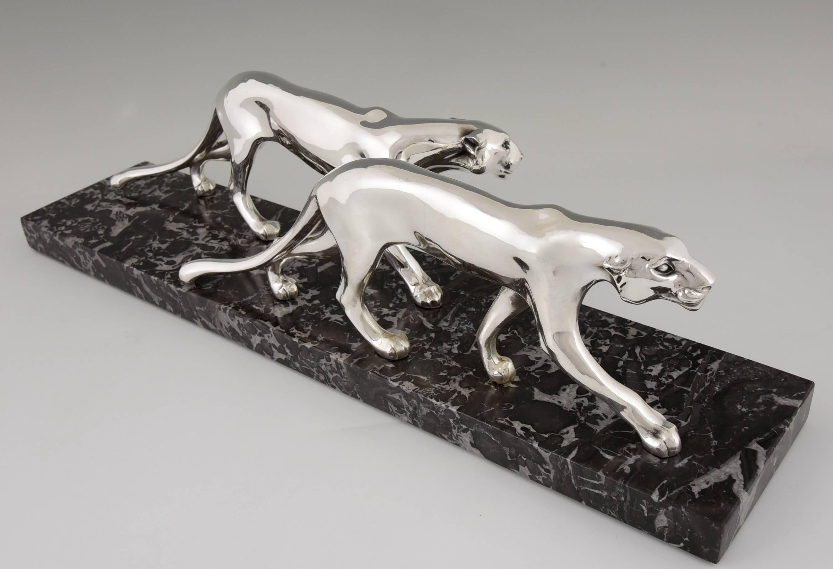 Mid-20th Century French Art Deco panther sculpture by M. Font, 1930