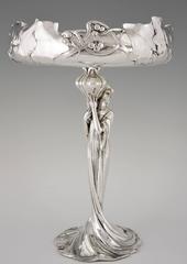 Centerpiece with Art Nouveau Maiden with Ivy Leaves and Foliage by WMF, 1906