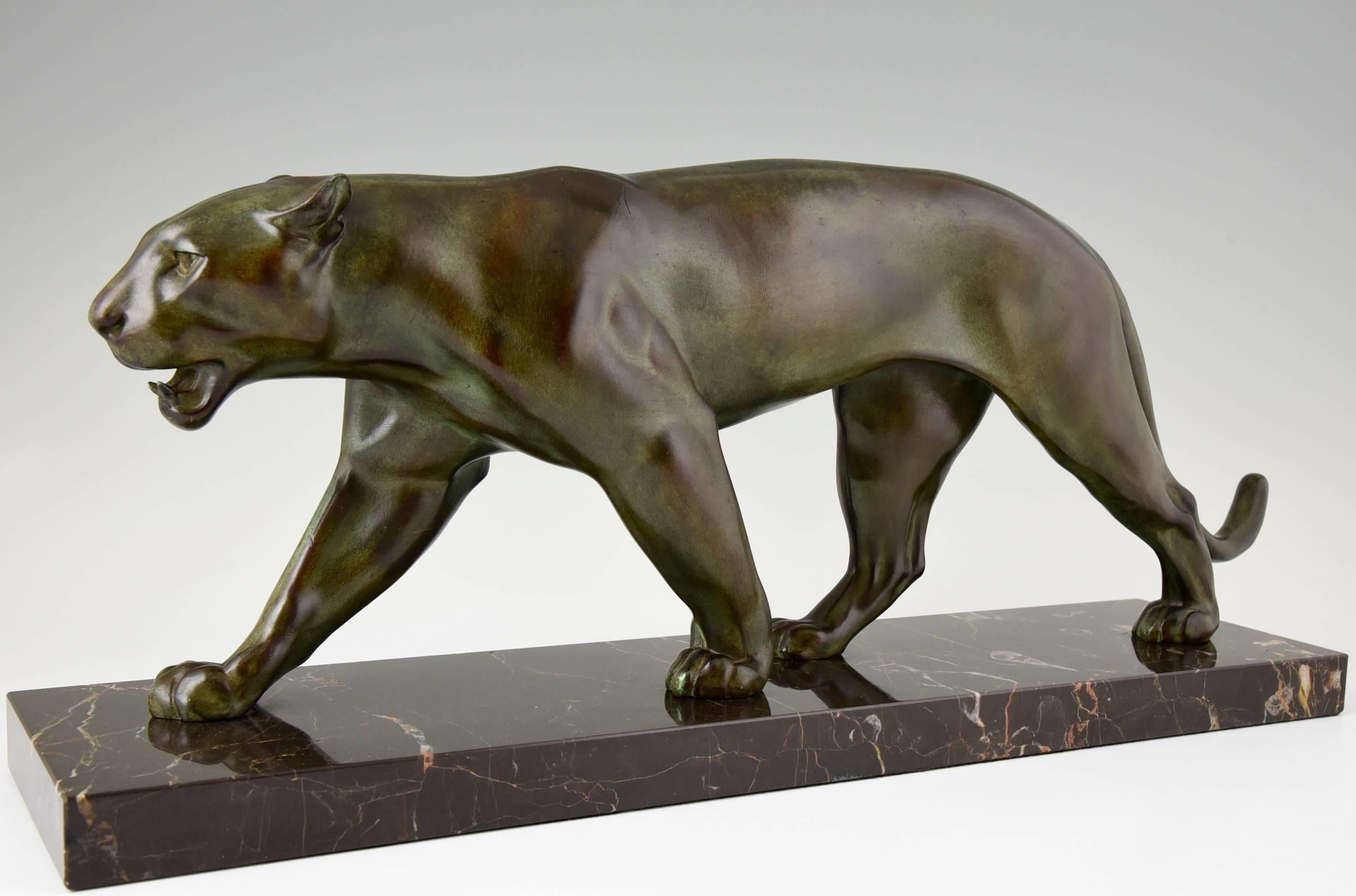 Max Le Verrier French Art Deco Panther Sculpture, 1930 3
