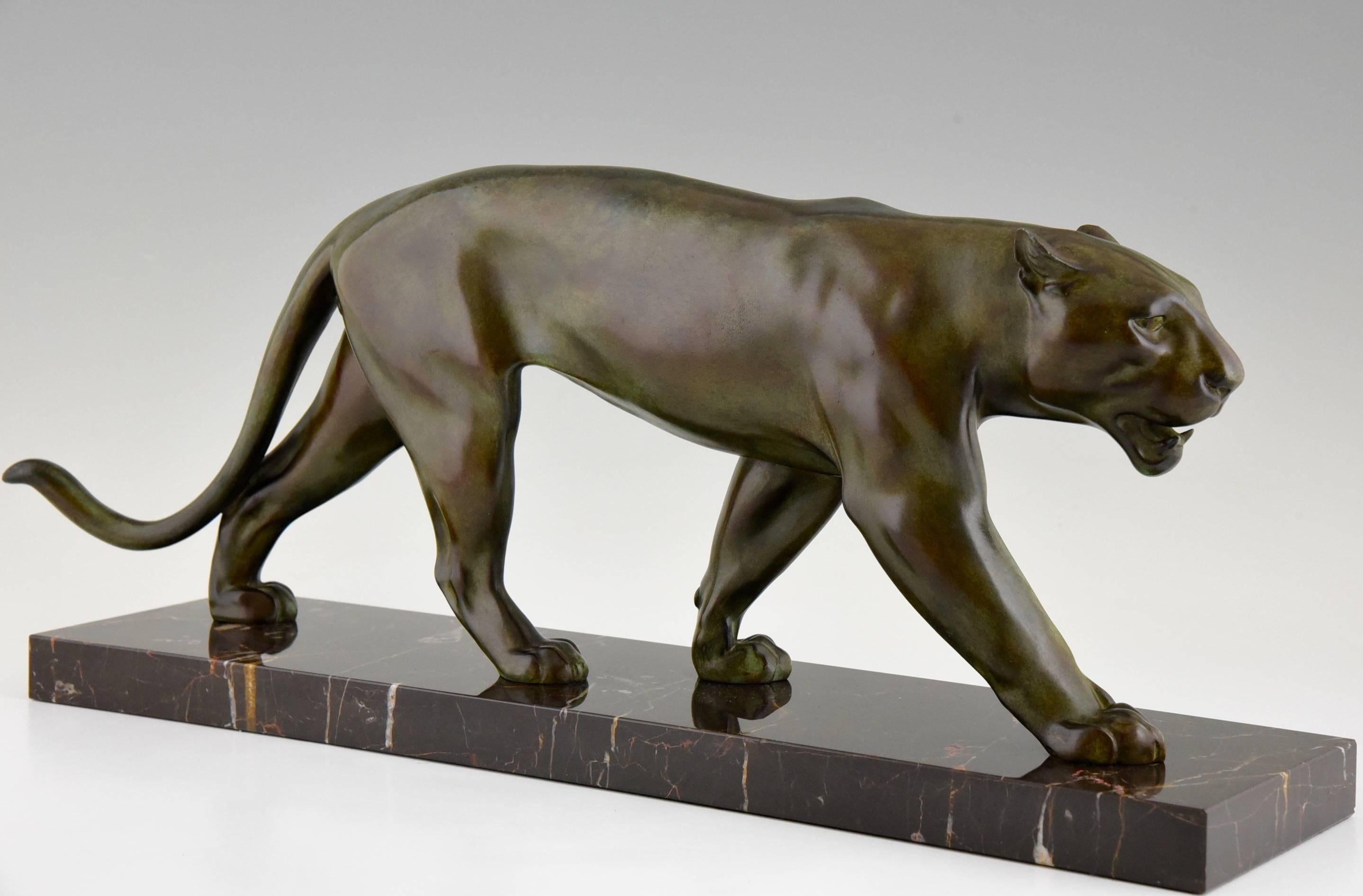 Mid-20th Century Max Le Verrier French Art Deco Panther Sculpture, 1930