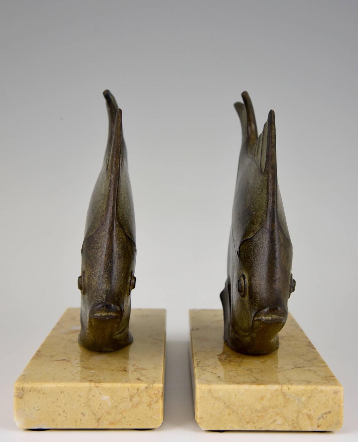 French Art deco fish bookends by M. Font 1930 at 1stdibs