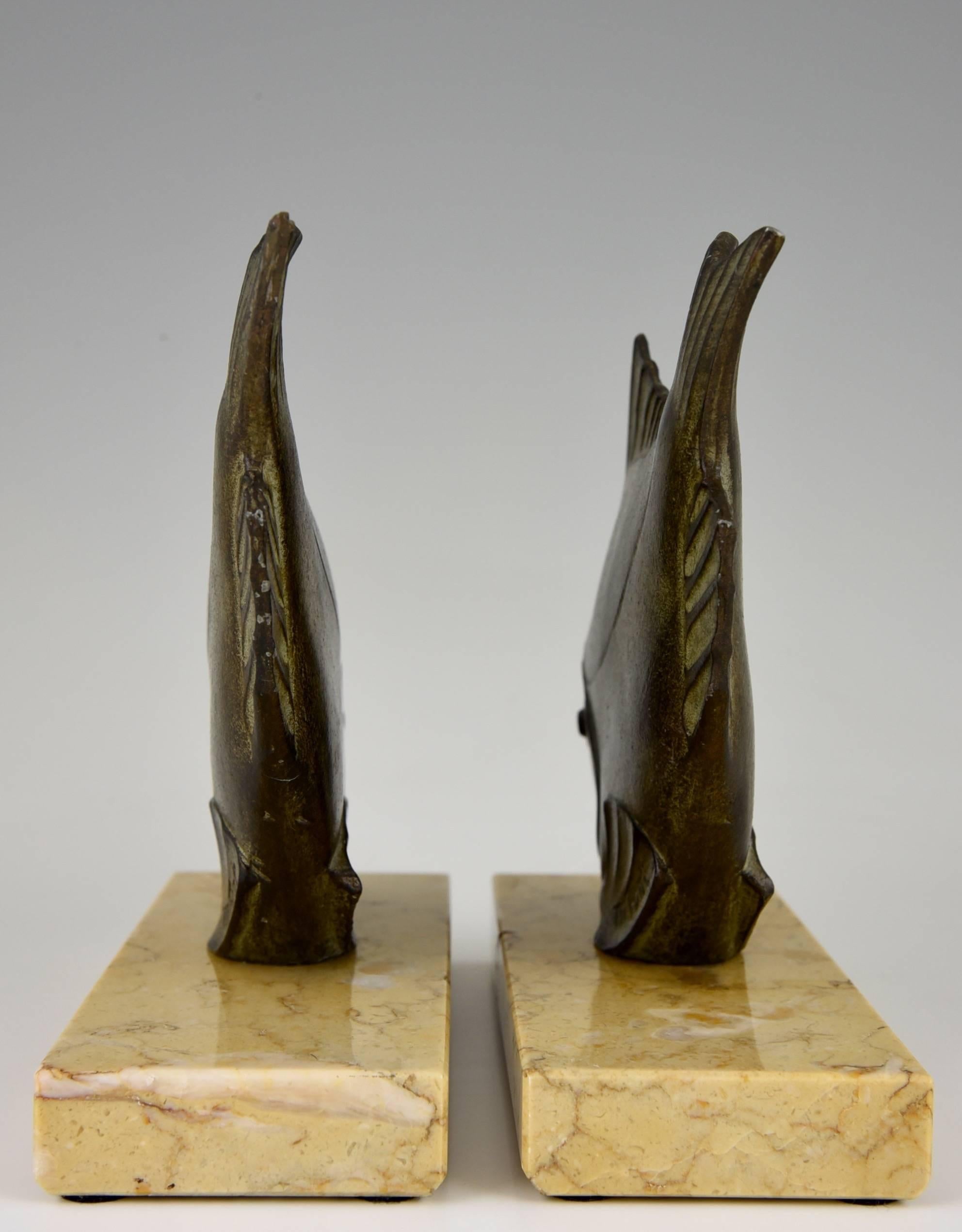Mid-20th Century French Art deco fish bookends by M. Font 1930