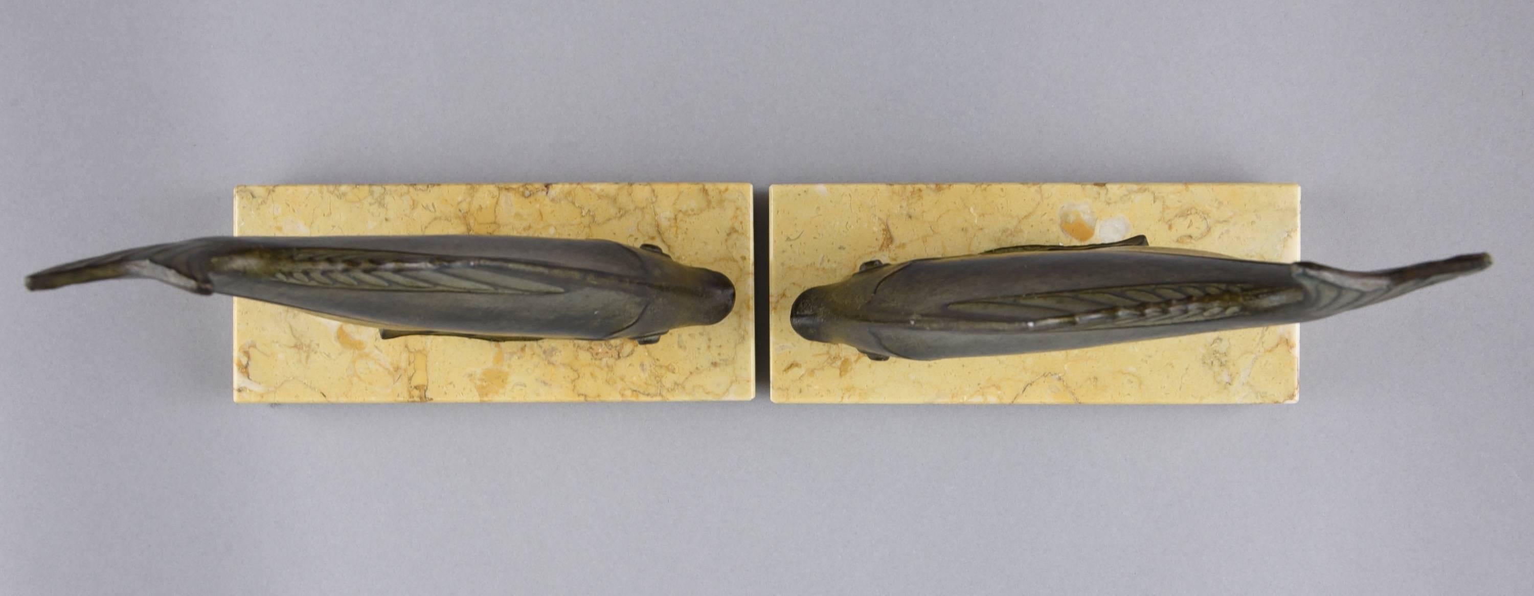 French Art deco fish bookends by M. Font 1930 1